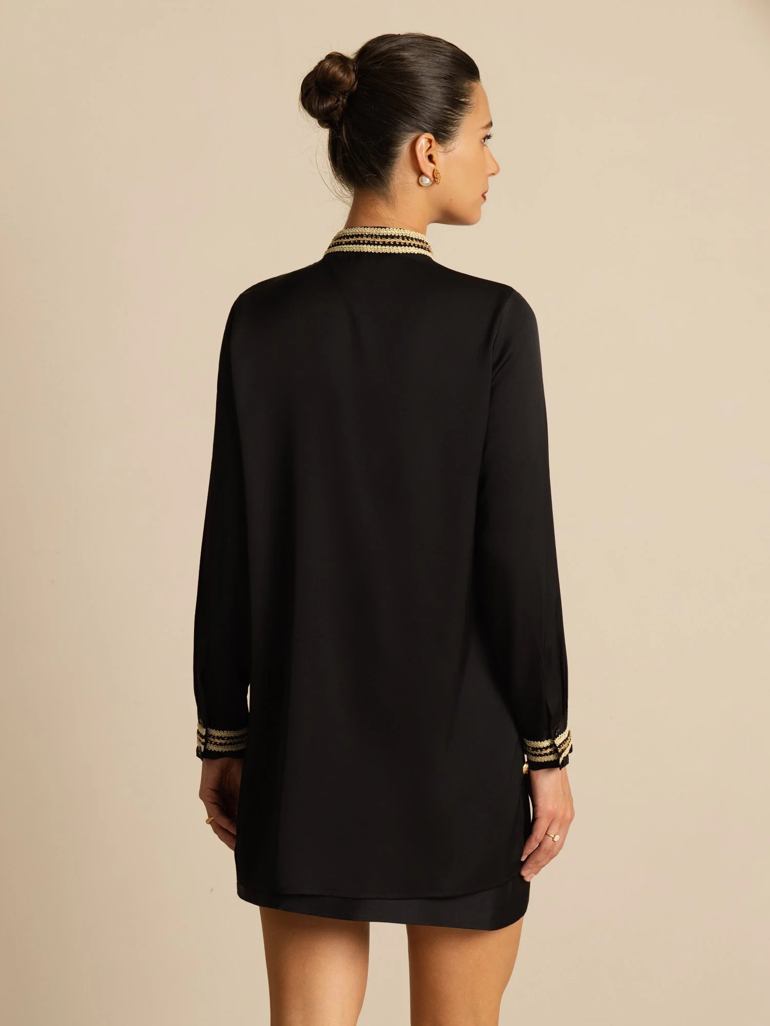 19Momme Silk Women's Pleated Stand Collar Blouse - Image 10