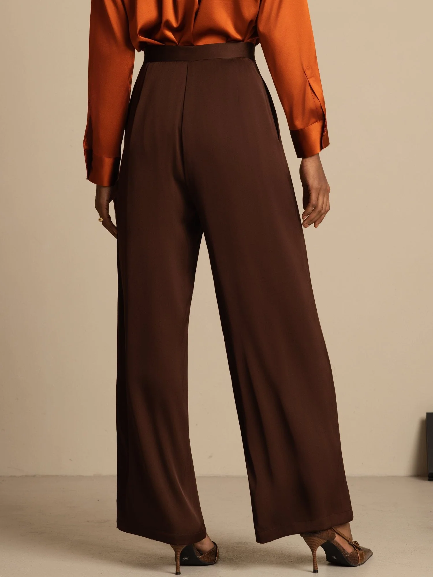 19Momme Silk Women’s Wide-Leg High-Waist Business Casual Pants - Image 4