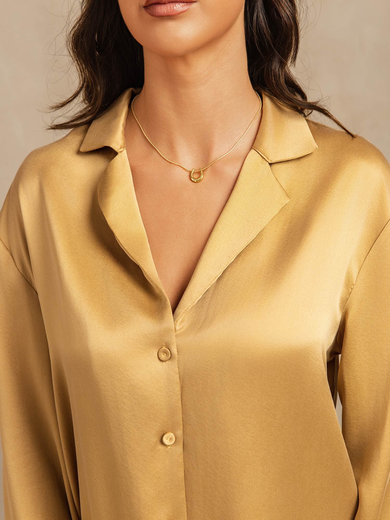 19Momme Washable Silk Long Sleeve Notch Collar Women's Pajamas Set - Image 34