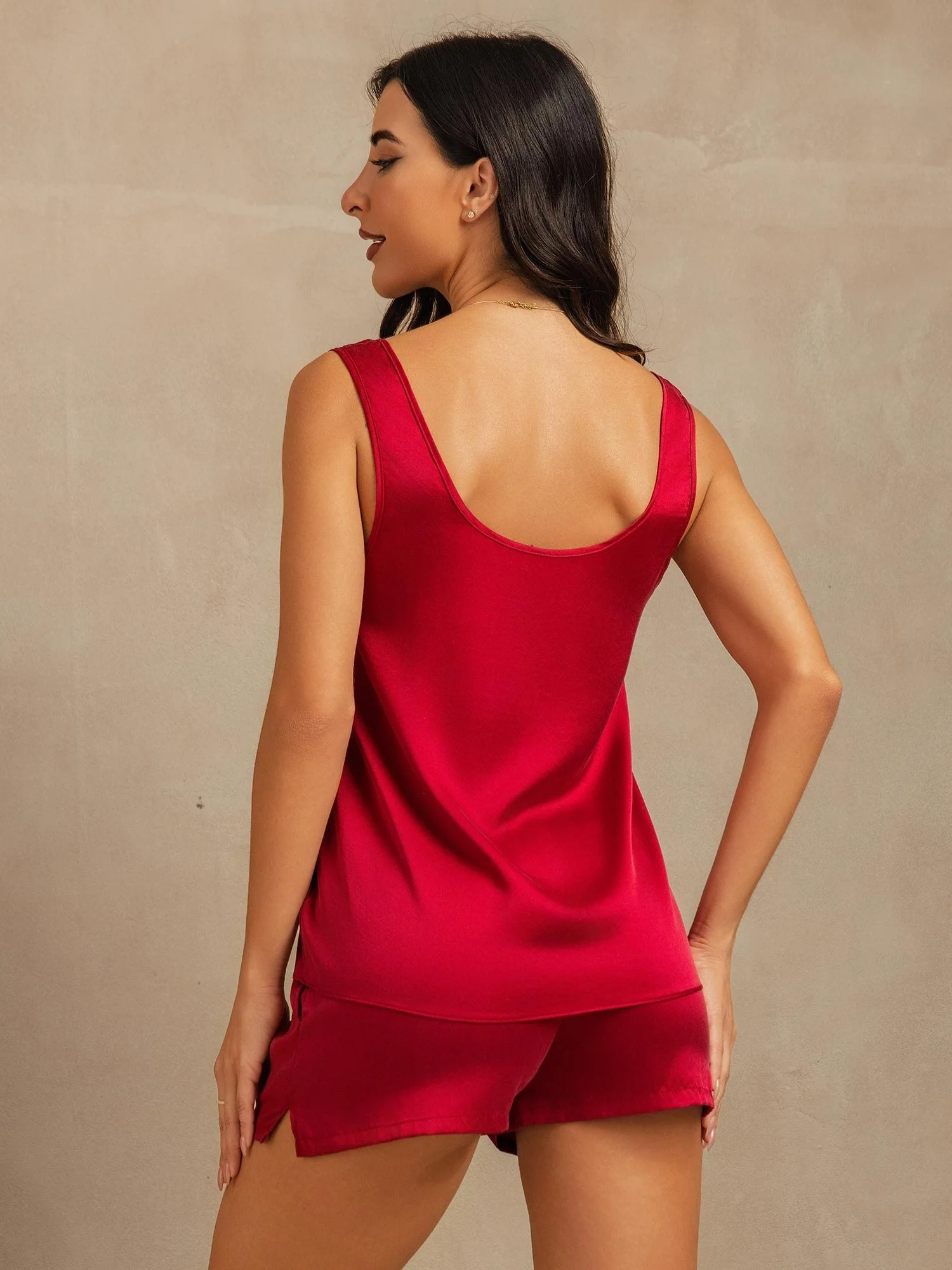 19Momme Washable Silk Tank Top & Shorts Set with Side Pocket Design - Image 30