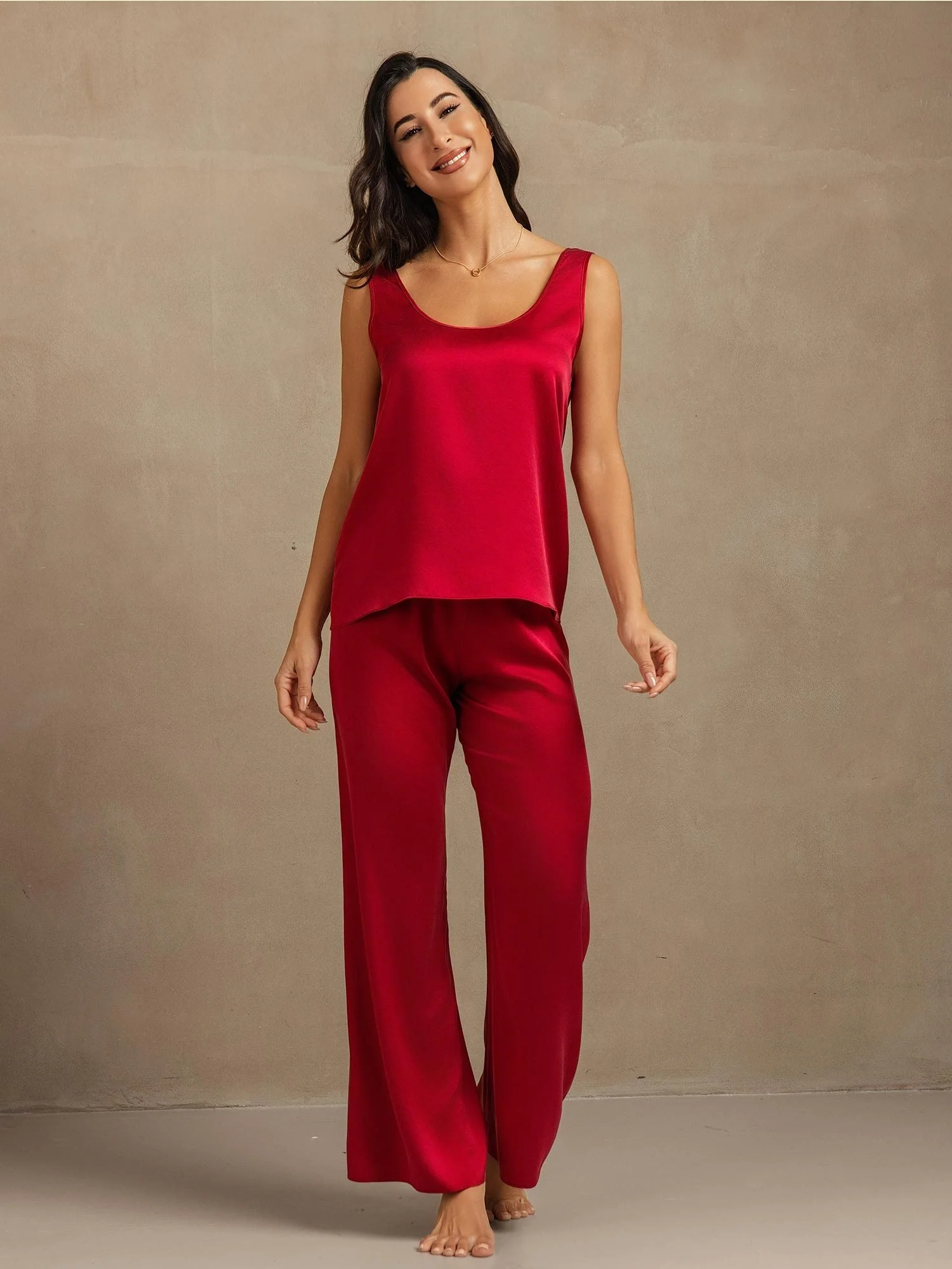 19Momme Washable Silk Tank Top & Wide Leg Pants Set - Image 35
