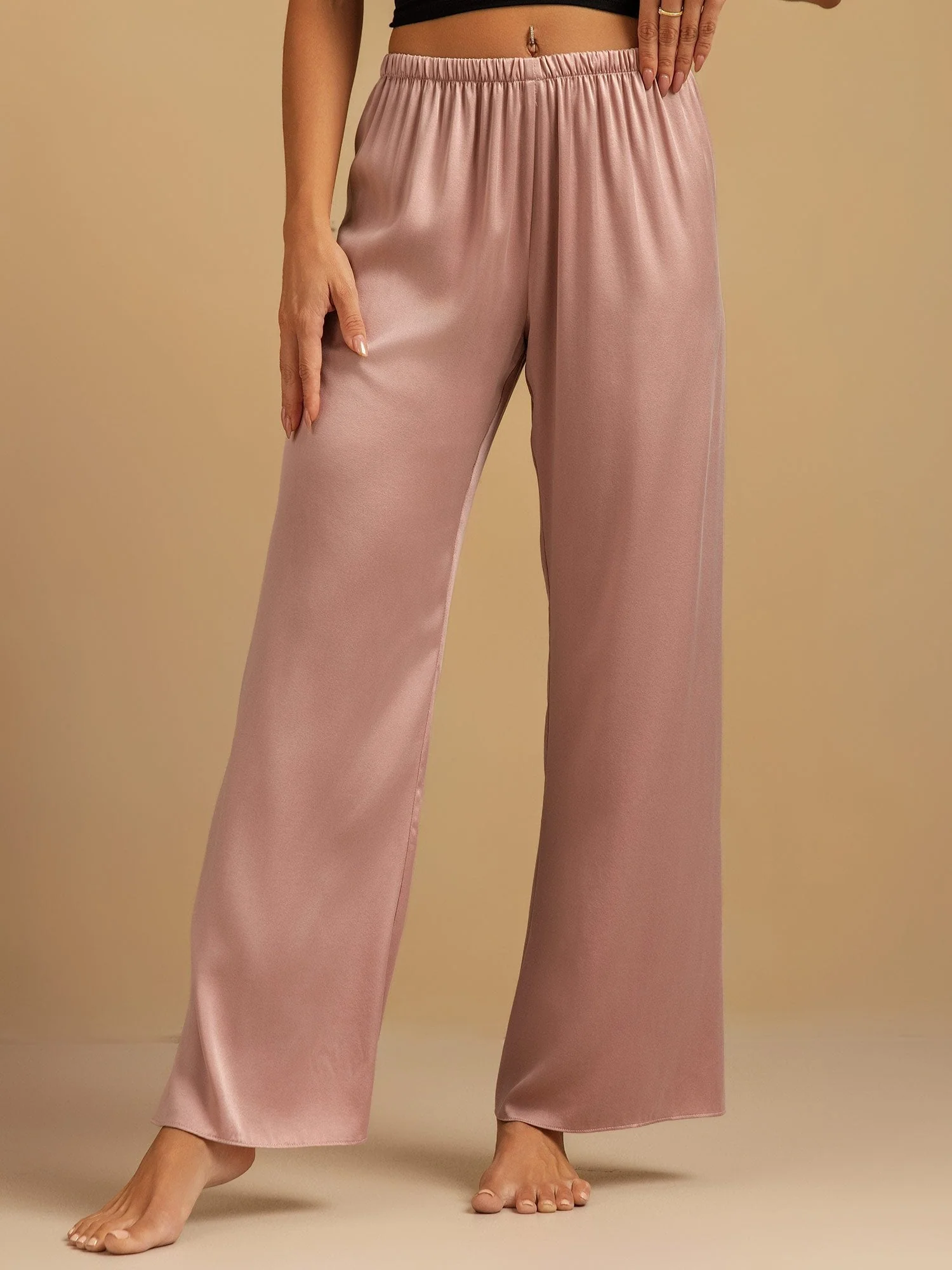 19Momme Washable Silk Wide Leg Women's Sleep Pants with Elastic Waist - Image 12