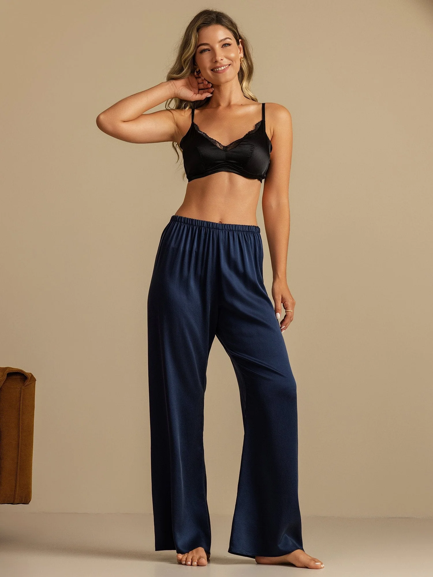 19Momme Washable Silk Wide Leg Women's Sleep Pants with Elastic Waist - Image 22