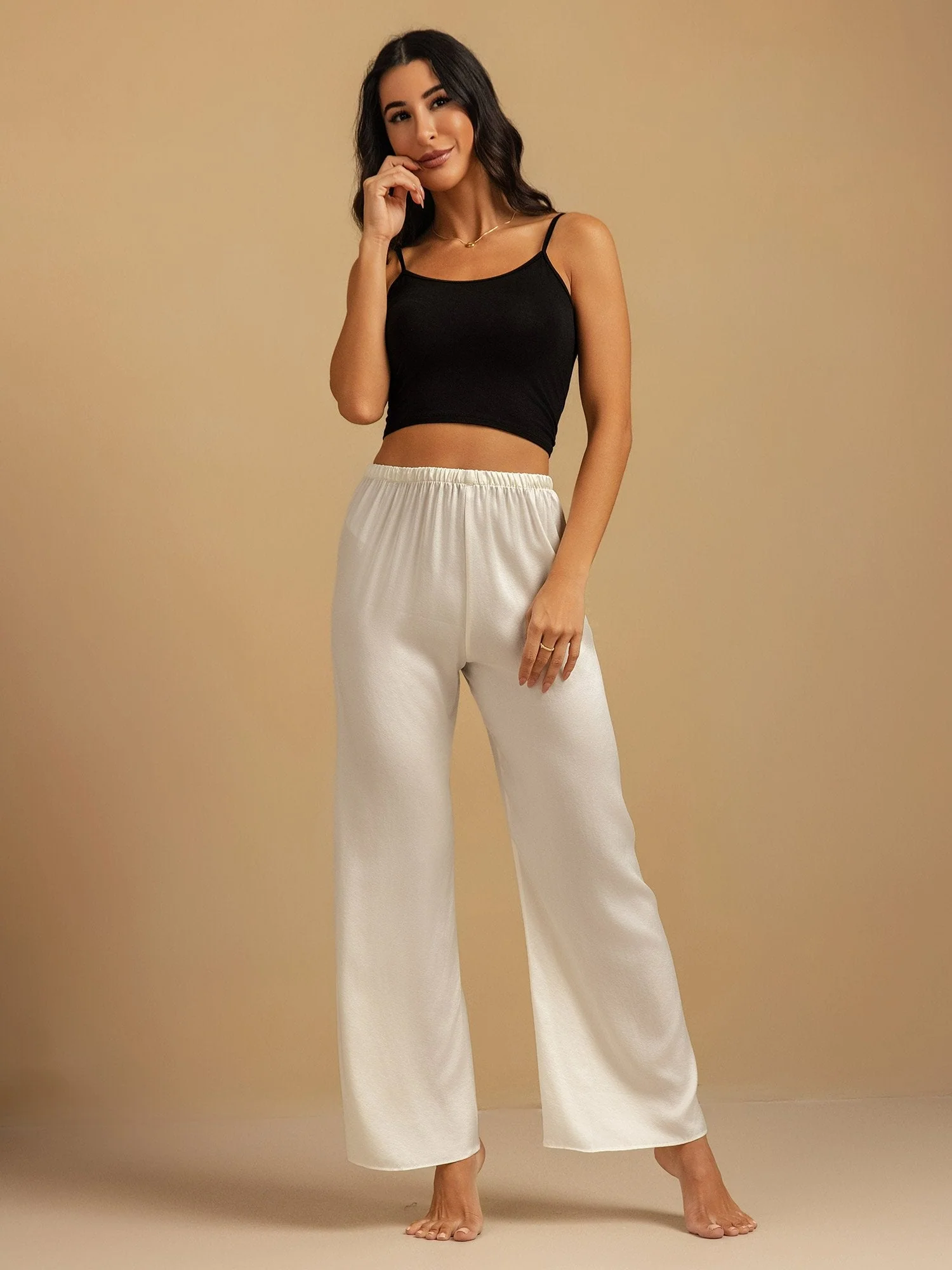 19Momme Washable Silk Wide Leg Women's Sleep Pants with Elastic Waist - Image 27