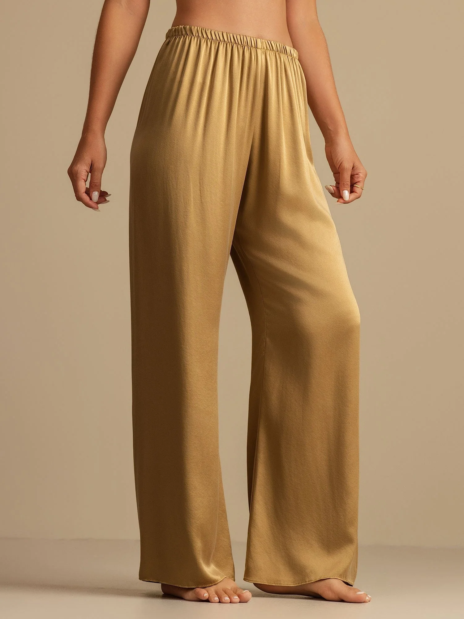 19Momme Washable Silk Wide Leg Women's Sleep Pants with Elastic Waist - Image 3