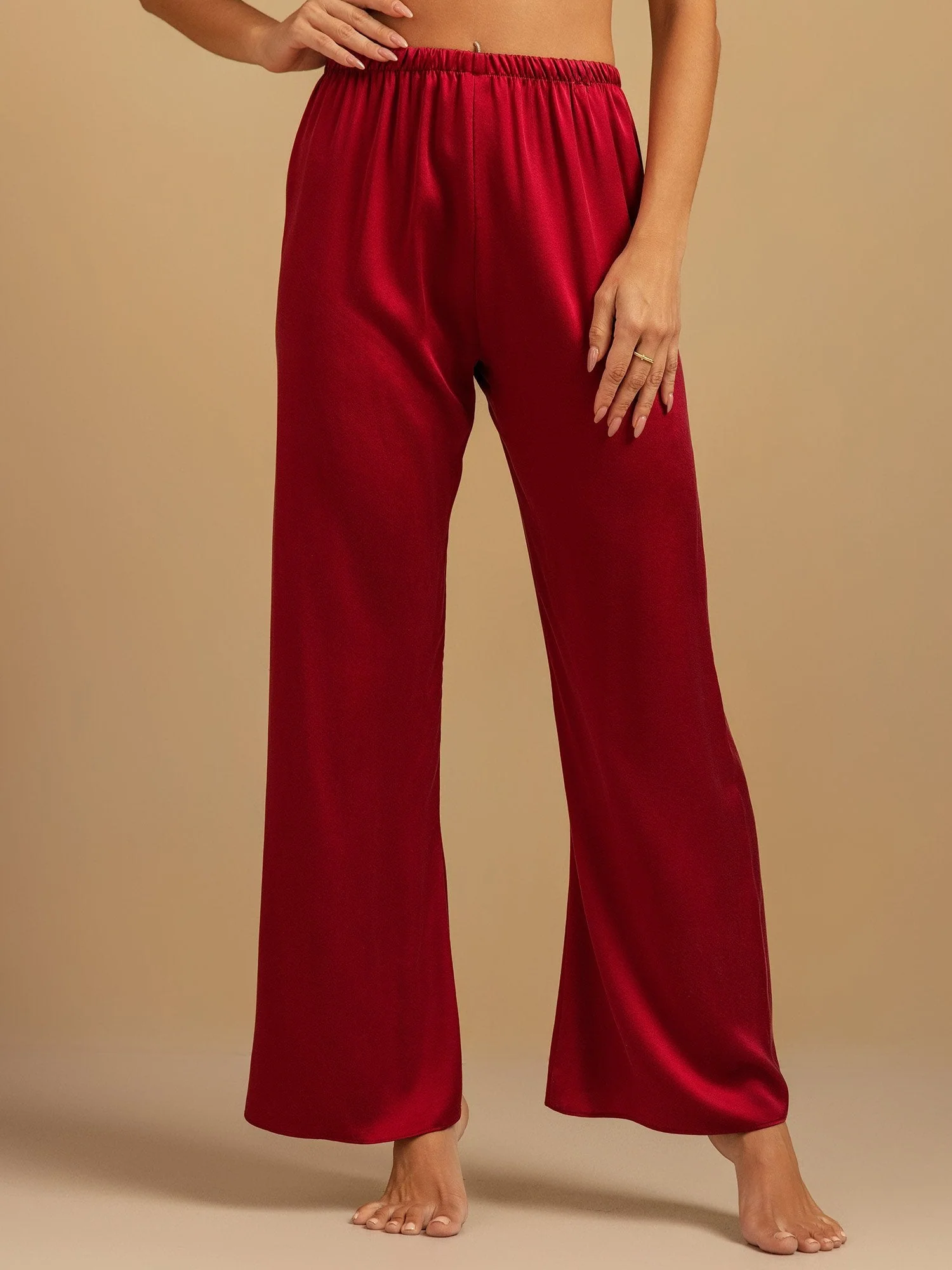19Momme Washable Silk Wide Leg Women's Sleep Pants with Elastic Waist - Image 32