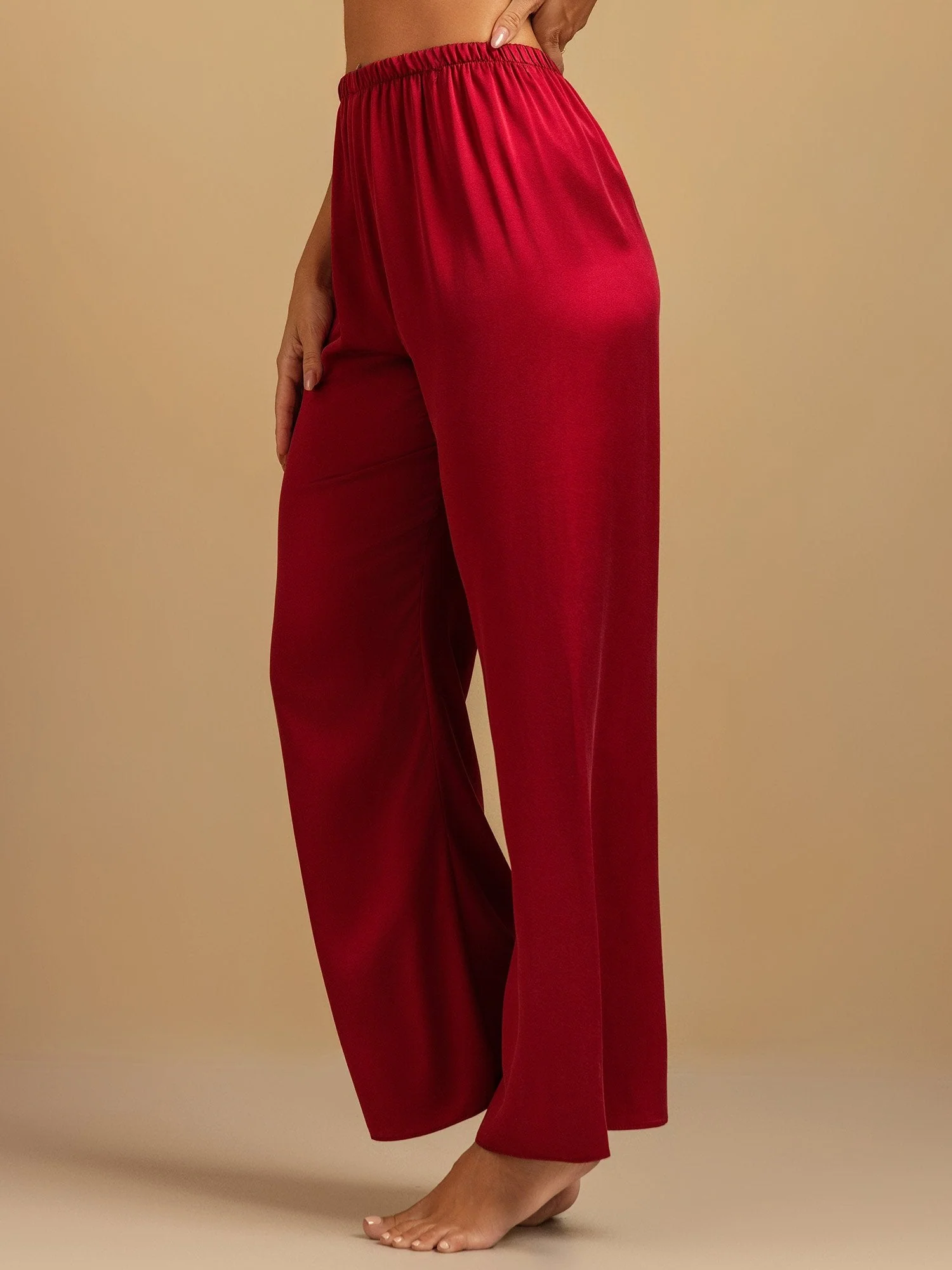 19Momme Washable Silk Wide Leg Women's Sleep Pants with Elastic Waist - Image 35