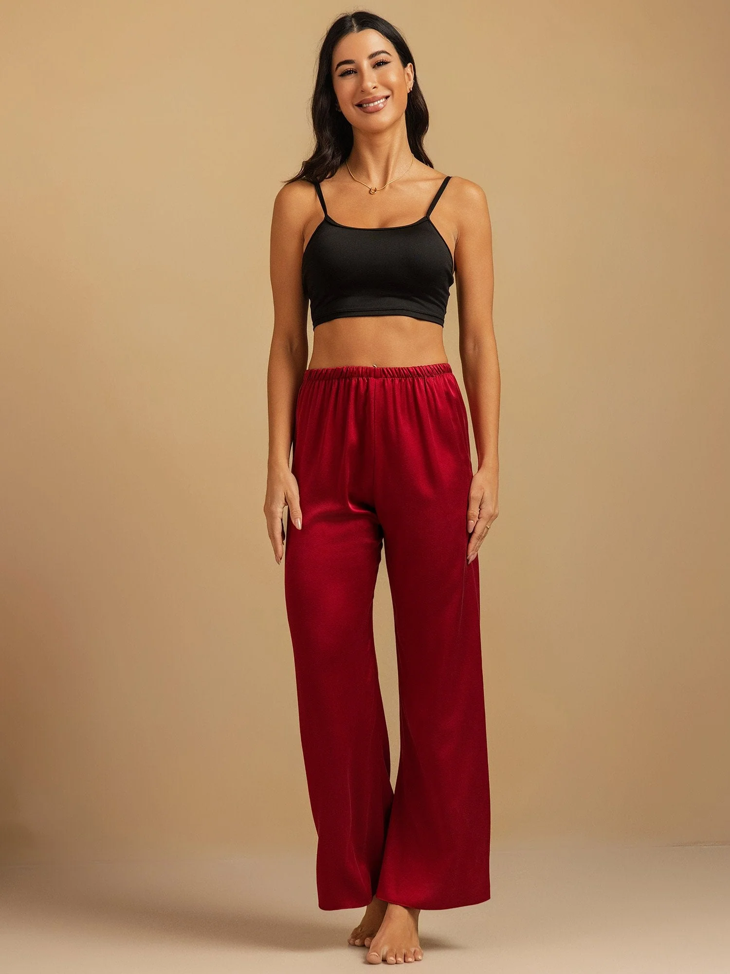 19Momme Washable Silk Wide Leg Women's Sleep Pants with Elastic Waist - Image 37