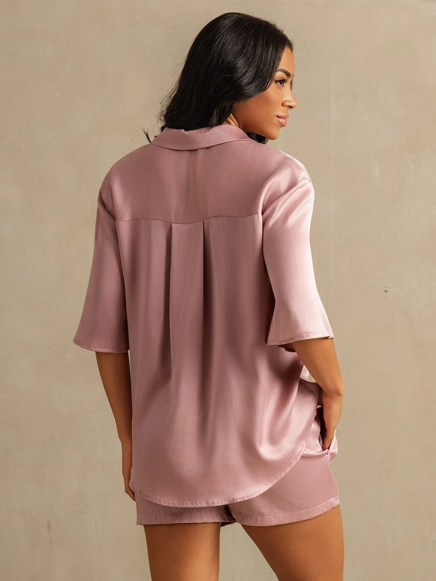 19Momme Women's Washable Silk Notch Collar Pajamas Set with Side Pockets - Image 14