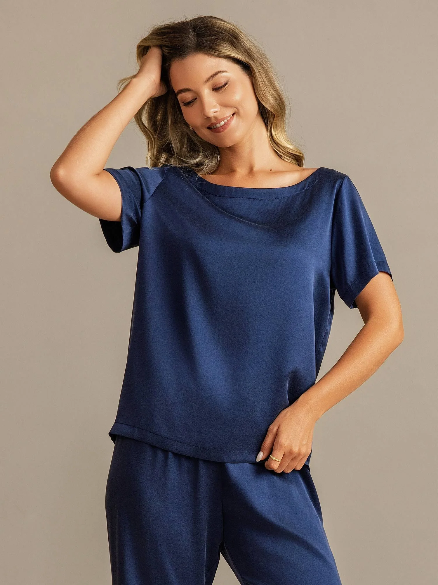 19Momme Women's Washable Silk Short Sleeve Pajamas Set - Image 18