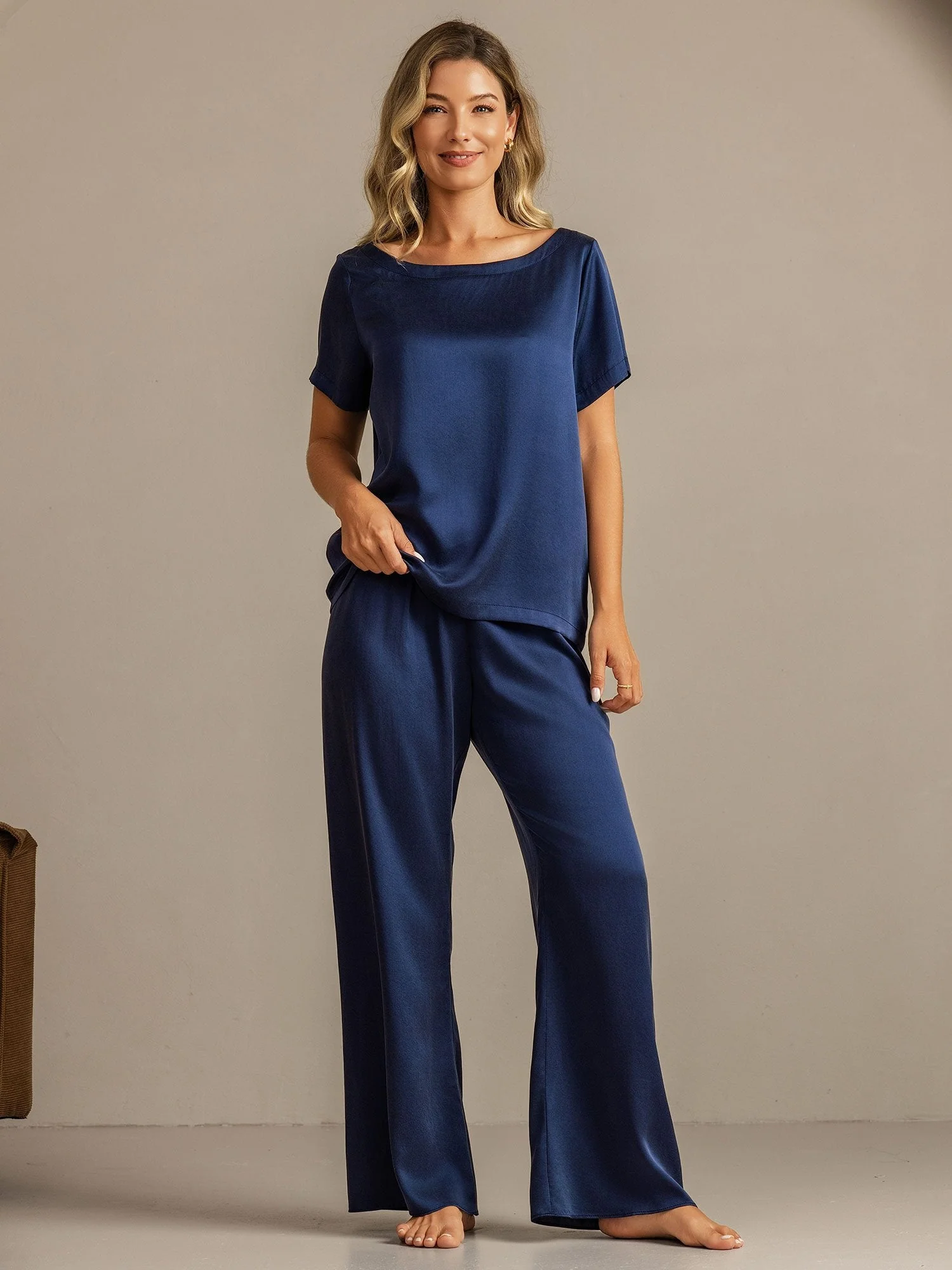 19Momme Women's Washable Silk Short Sleeve Pajamas Set - Image 19