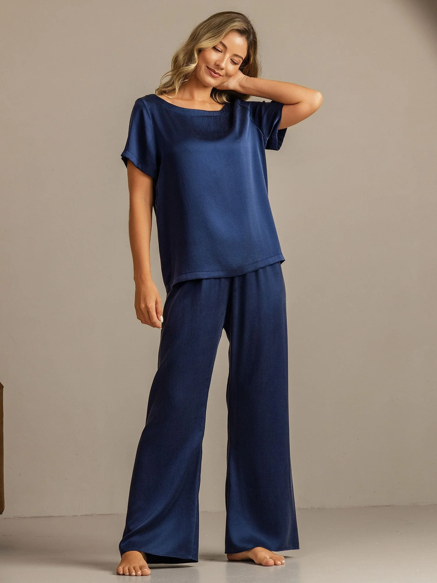 19Momme Women's Washable Silk Short Sleeve Pajamas Set - Image 21