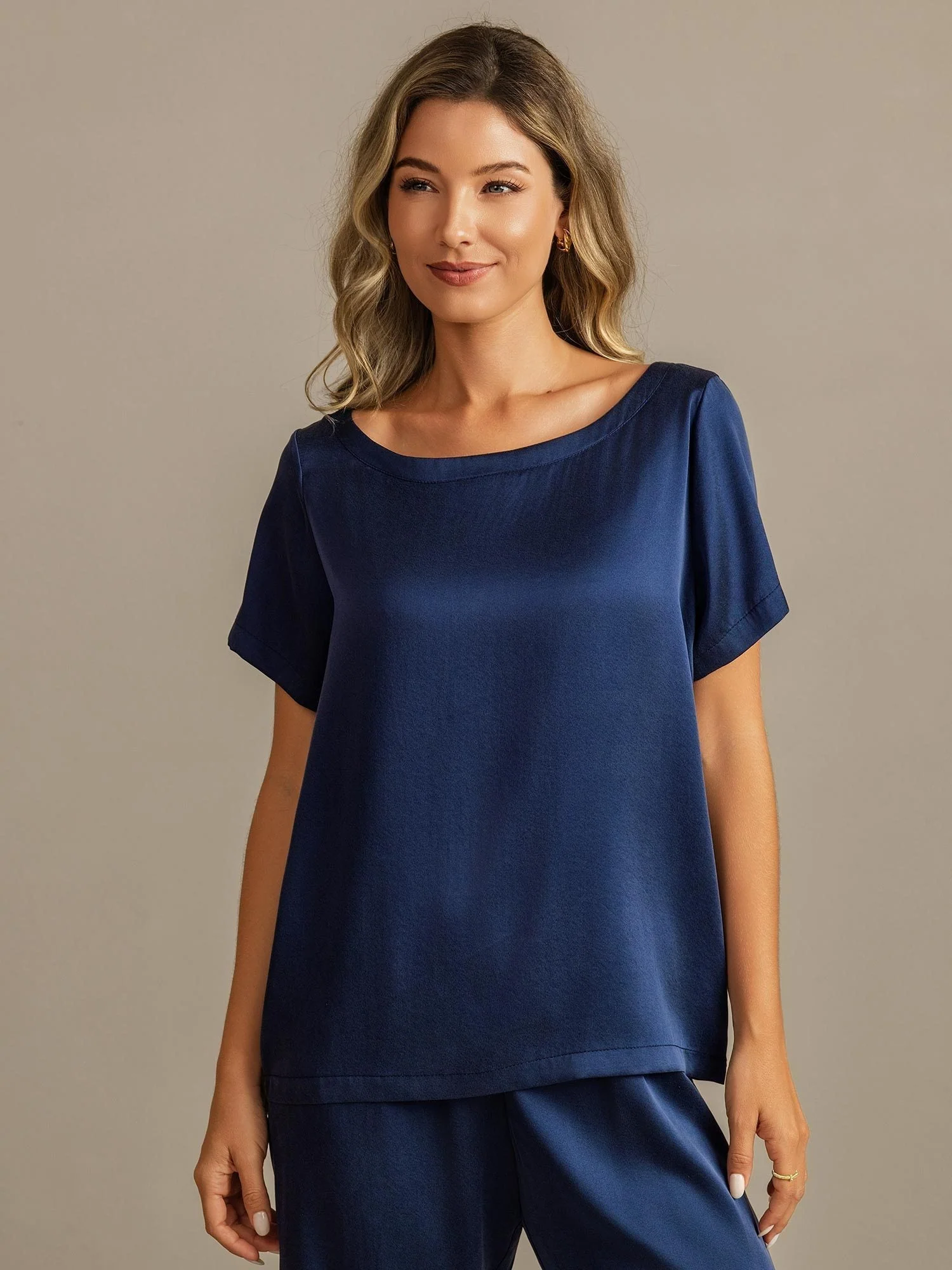 19Momme Women's Washable Silk Short Sleeve Pajamas Set - Image 22