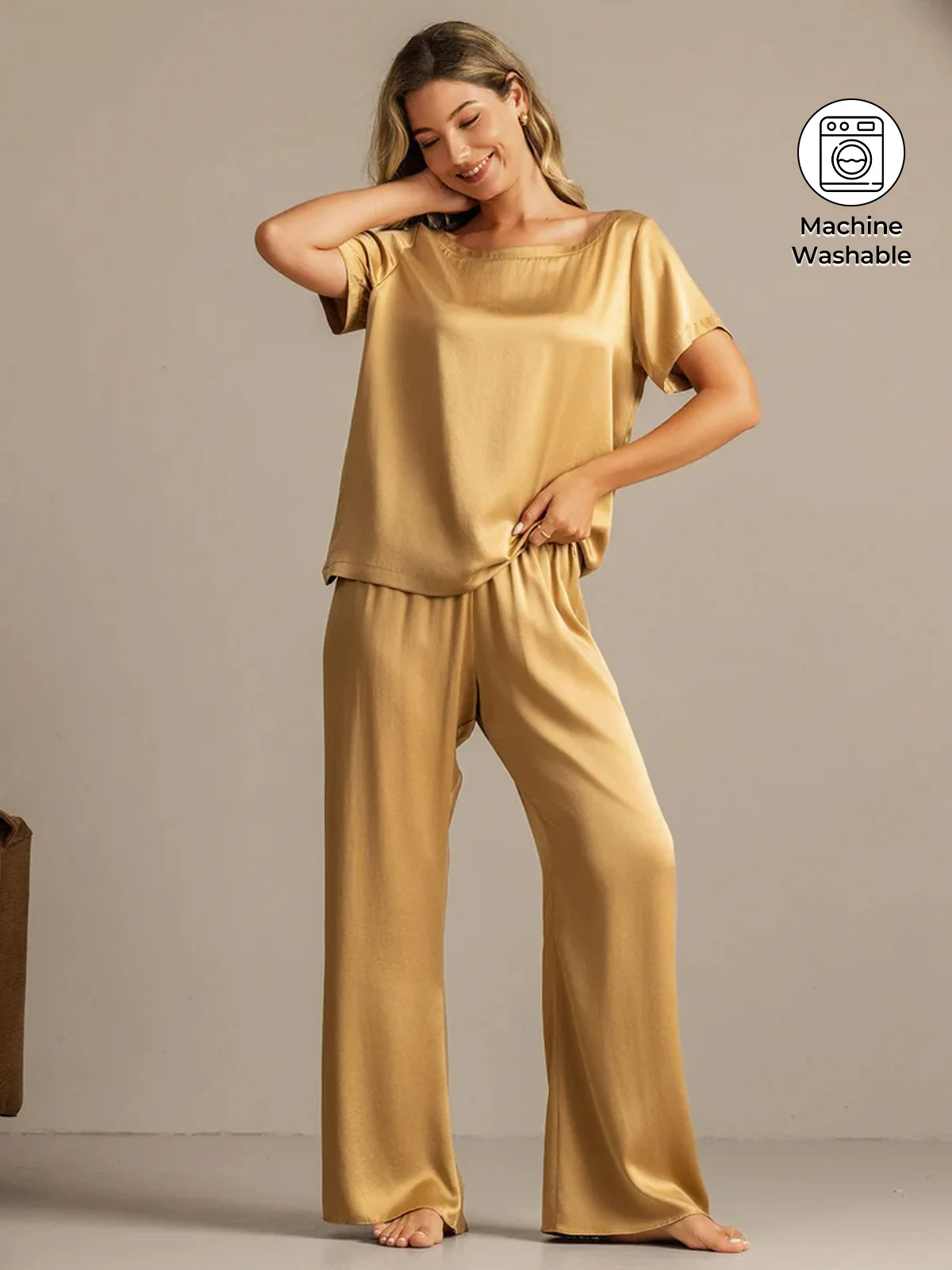 19Momme Women's Washable Silk Short Sleeve Pajamas Set - Image 23