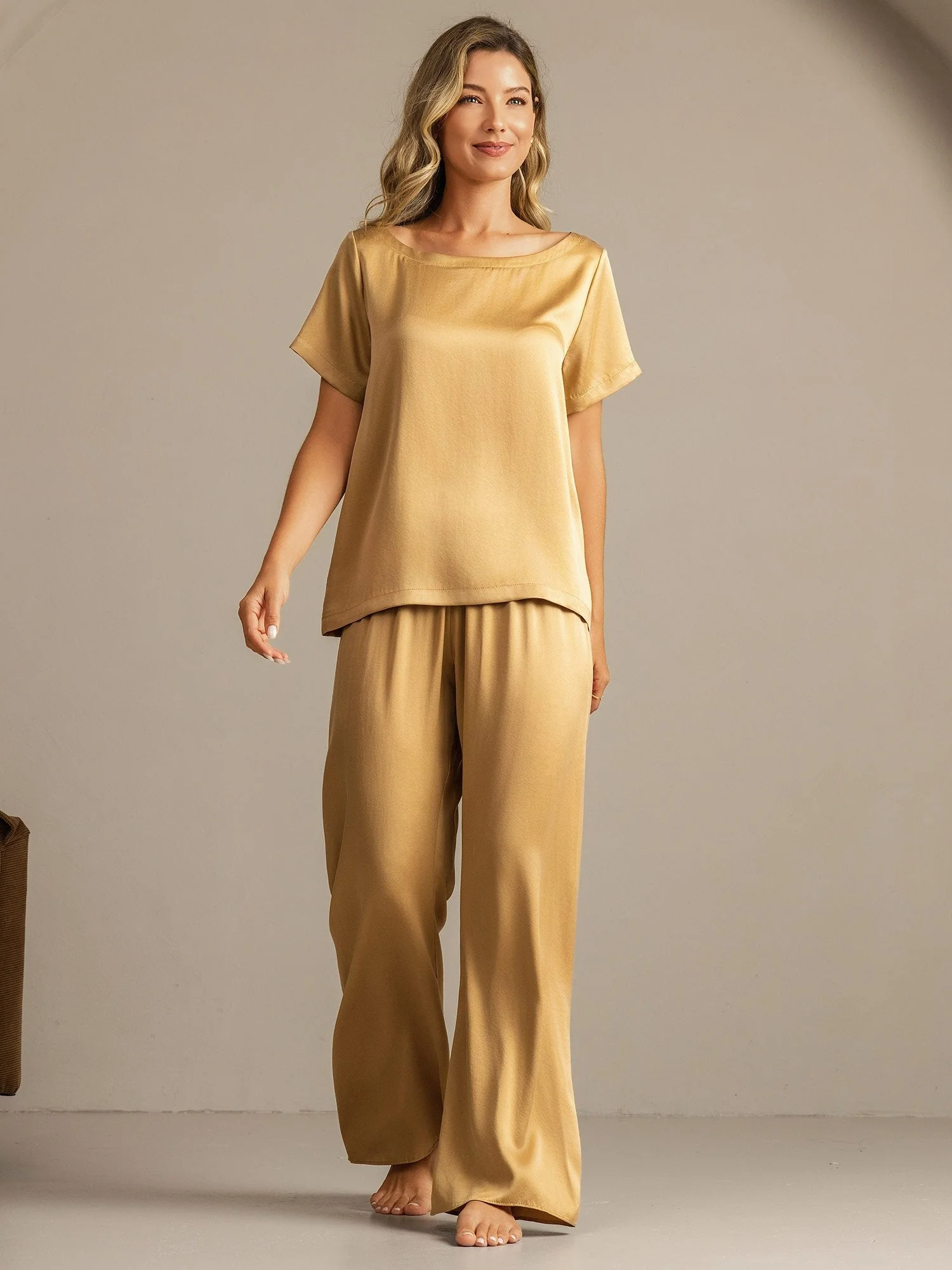 19Momme Women's Washable Silk Short Sleeve Pajamas Set - Image 29