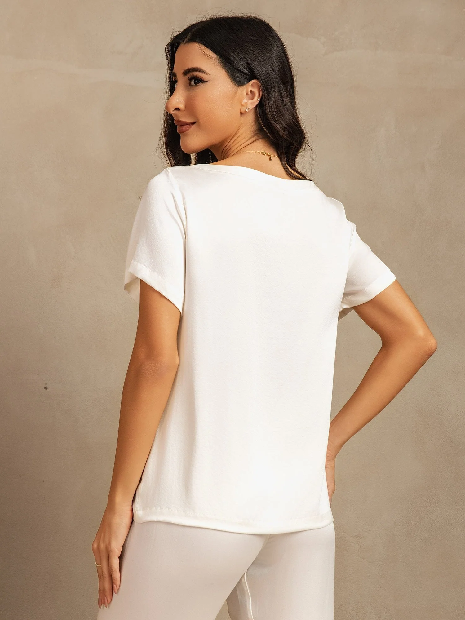 19Momme Women's Washable Silk Short Sleeve Pajamas Set - Image 32