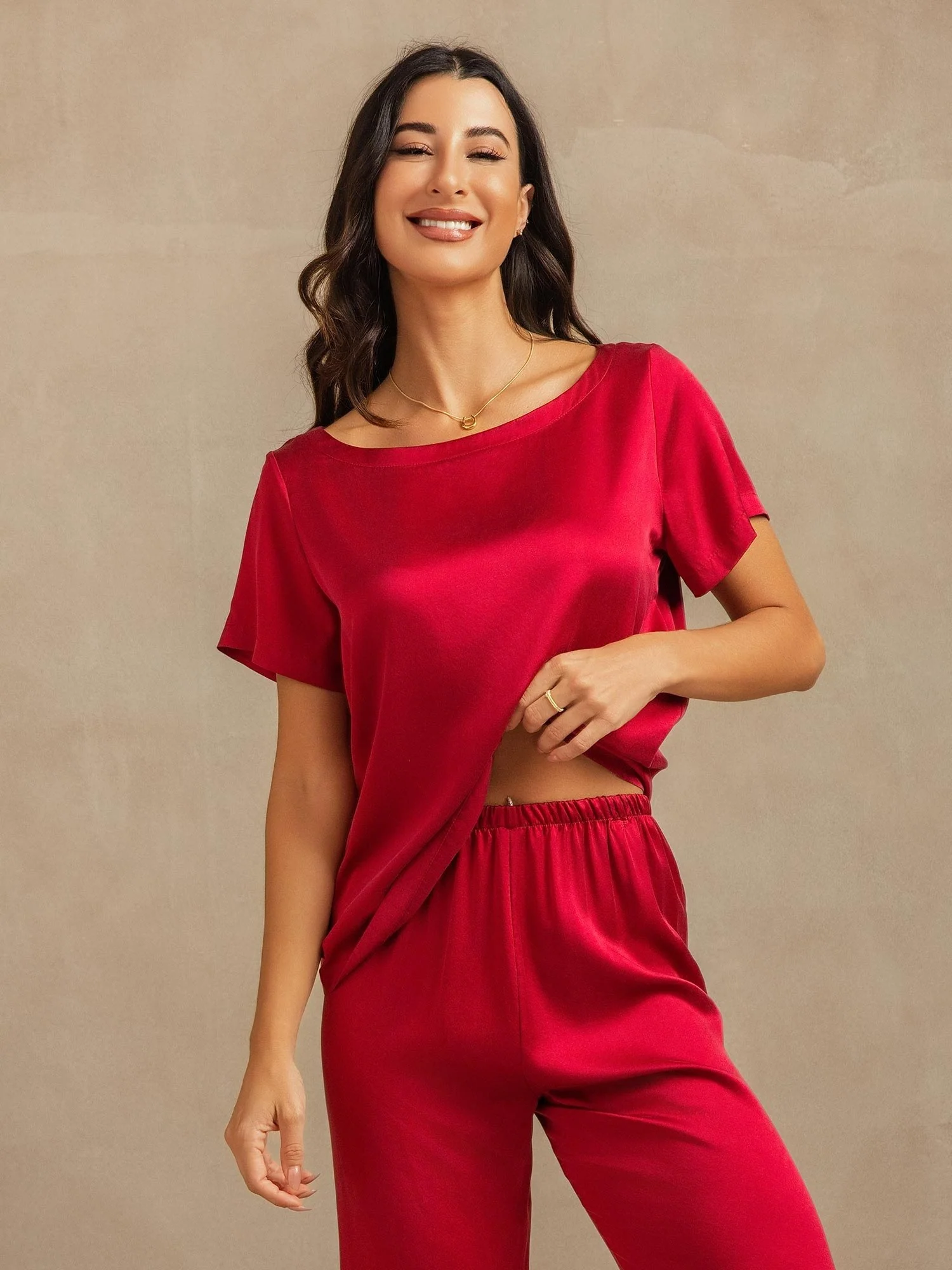 19Momme Women's Washable Silk Short Sleeve Pajamas Set - Image 8
