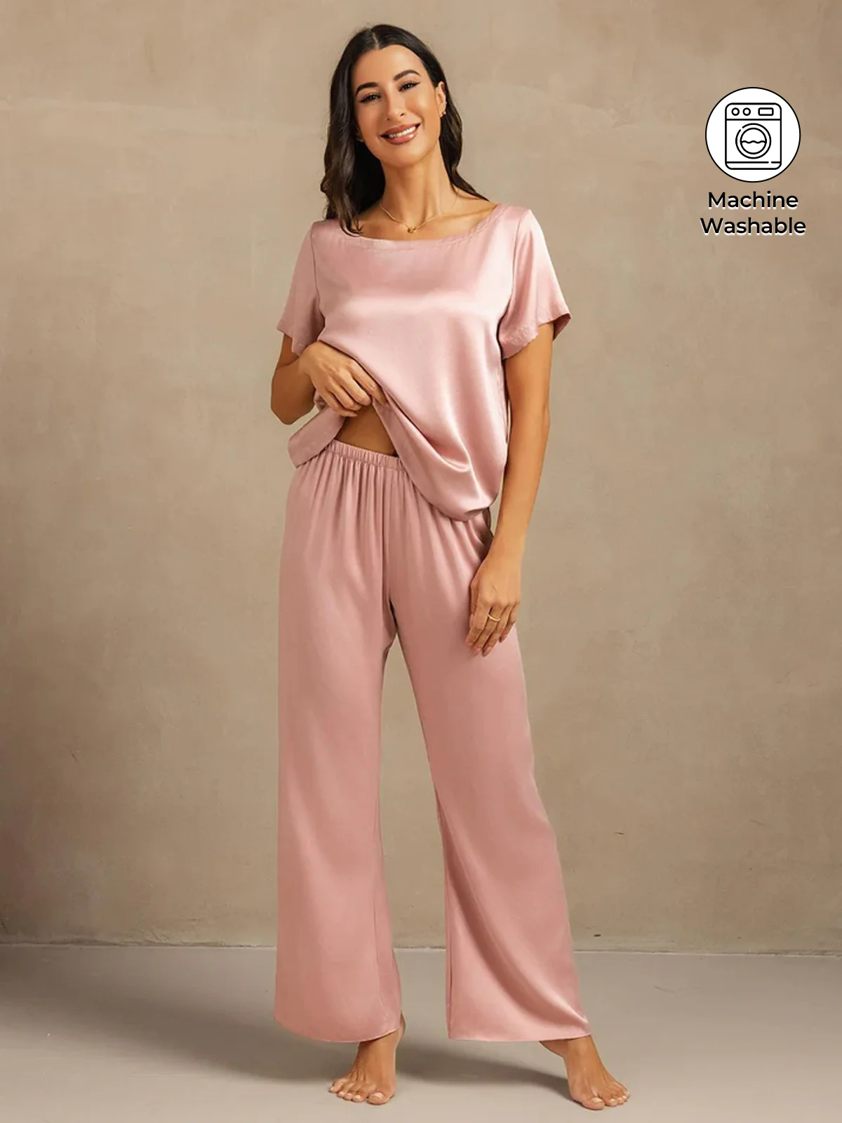19Momme Women's Washable Silk Short Sleeve Pajamas Set - Image 9