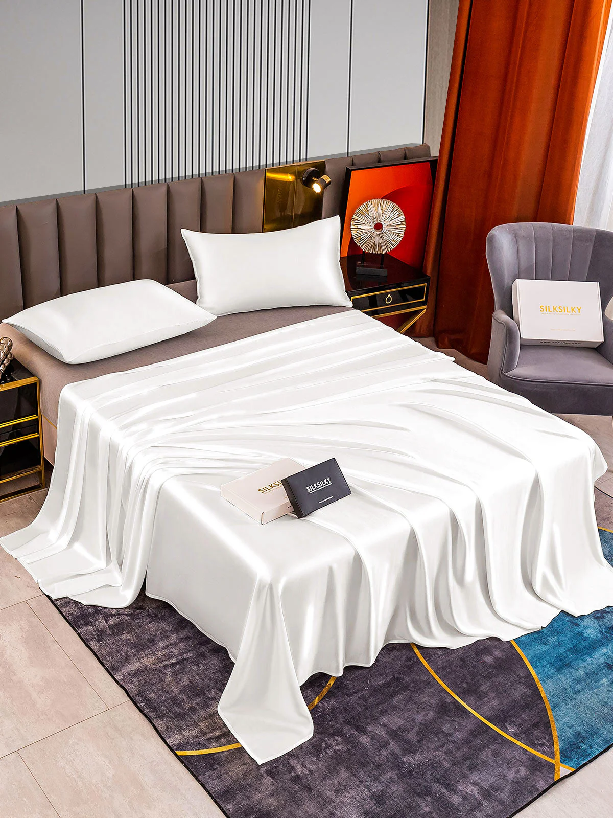 22Momme 3Pcs Silk Set Flat Sheet+2x Pillowcases - Image 13