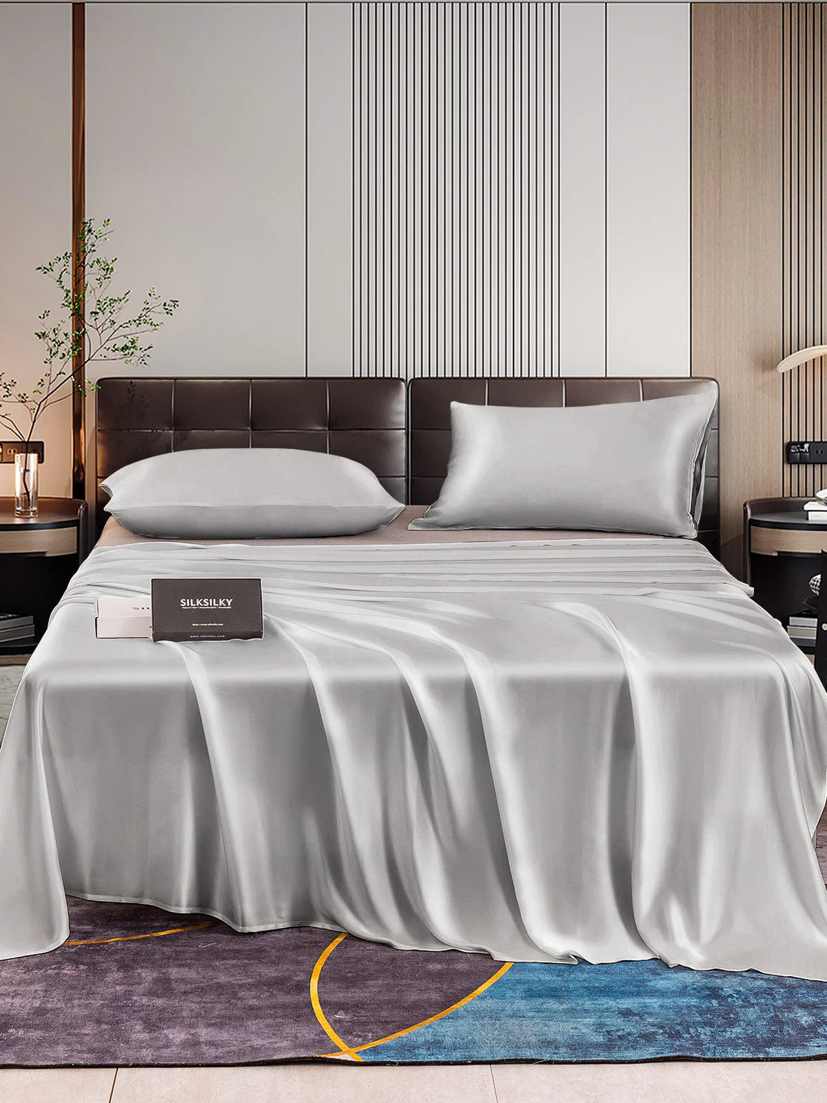 22Momme 3Pcs Silk Set Flat Sheet+2x Pillowcases - Image 32