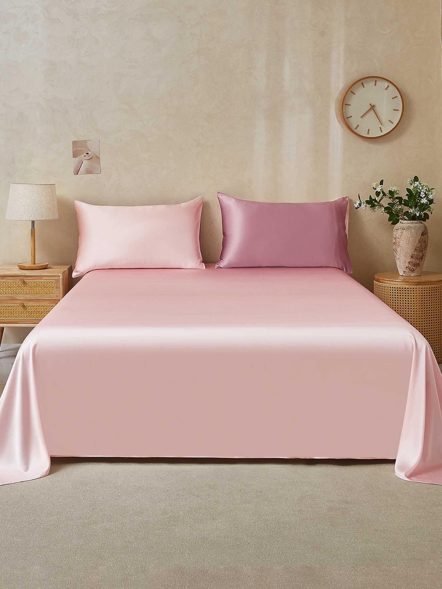 22Momme 3Pcs Silk Set Flat Sheet+2x Pillowcases - Image 68