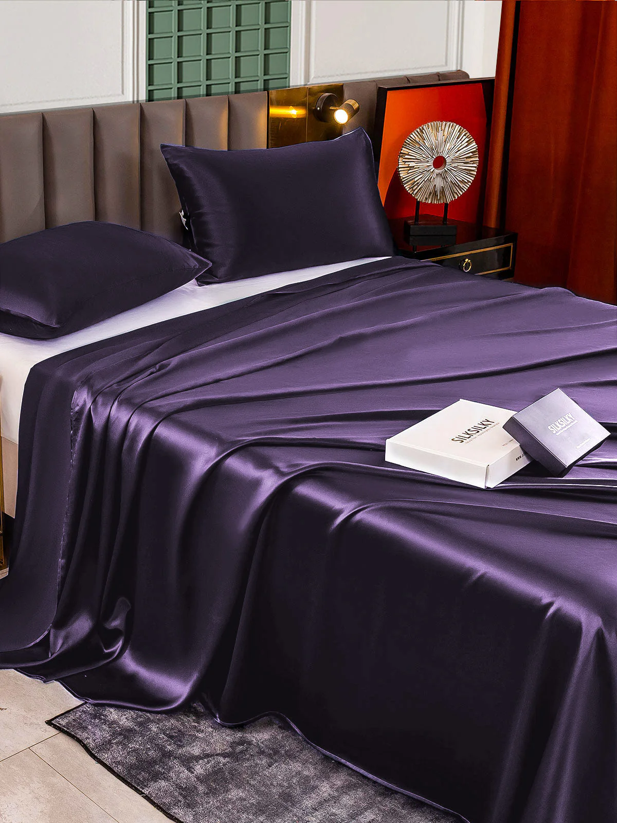 22Momme 3Pcs Silk Set Flat Sheet+2x Pillowcases - Image 73