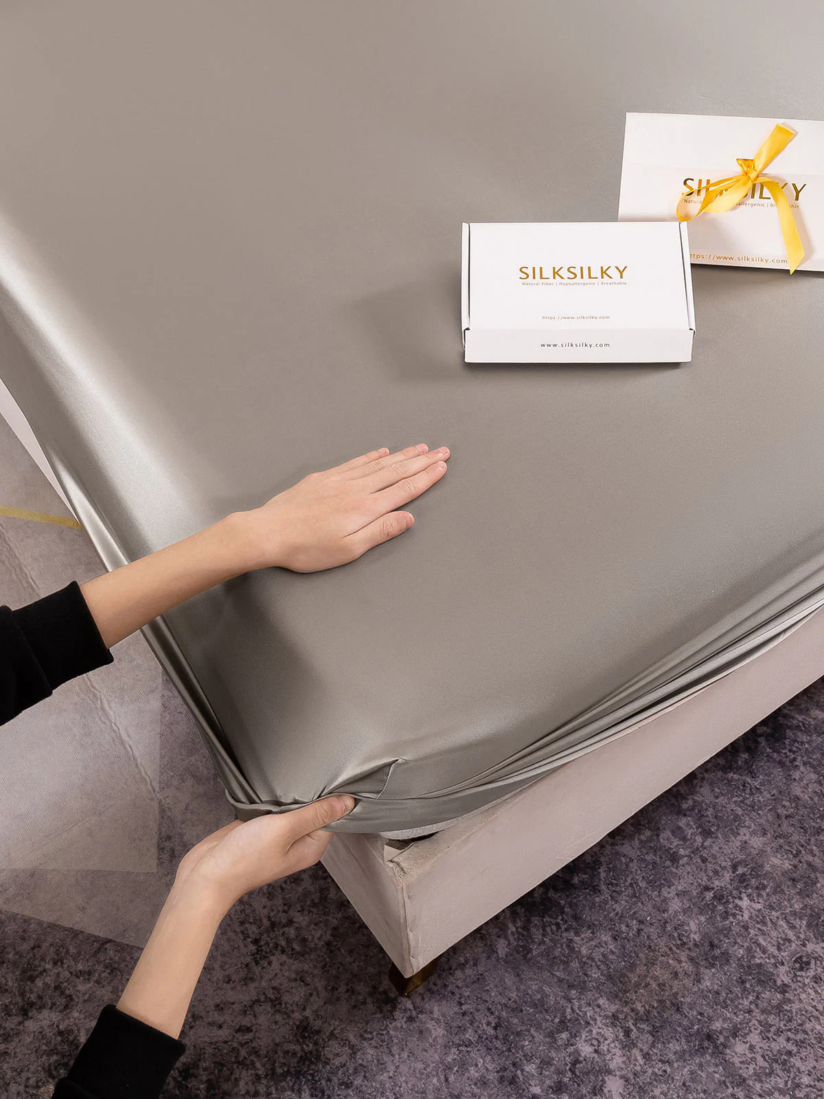 22Momme 3Pcs Silk Set Fitted Sheet+2x Pillowcases - Image 33
