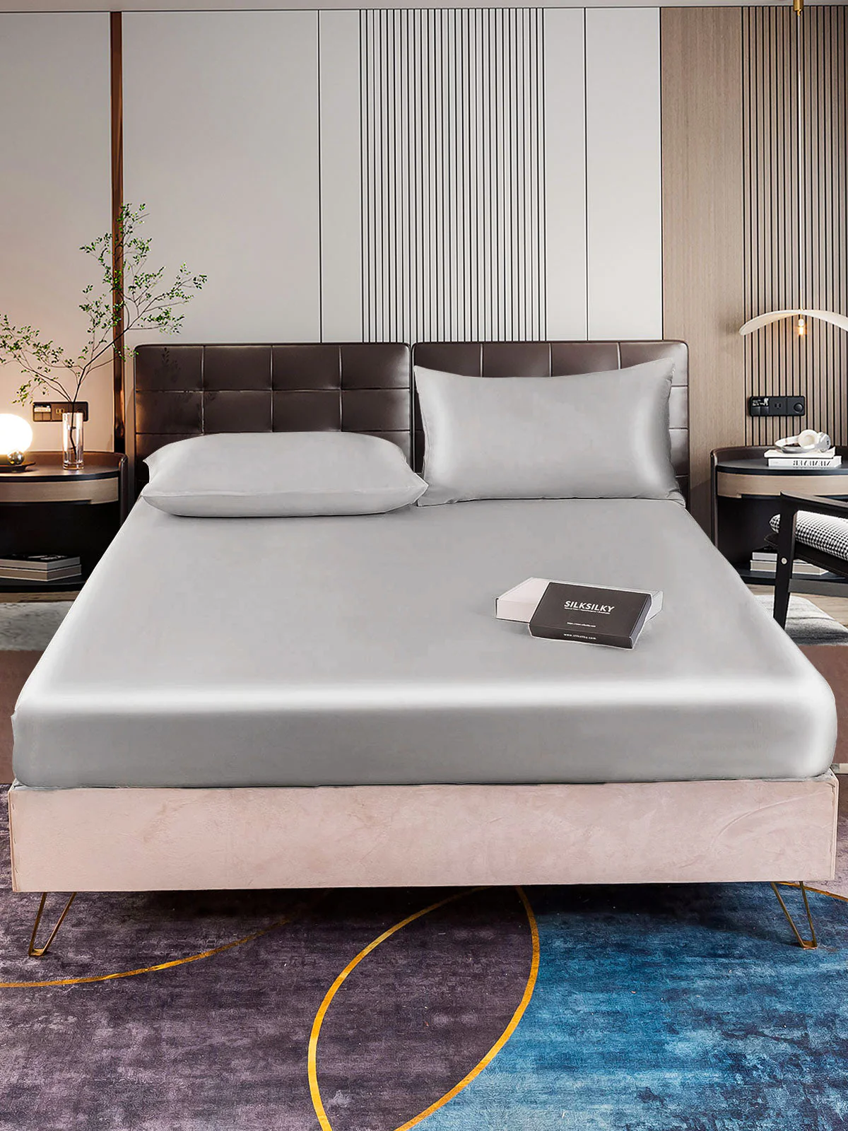 22Momme 3Pcs Silk Set Fitted Sheet+2x Pillowcases - Image 37