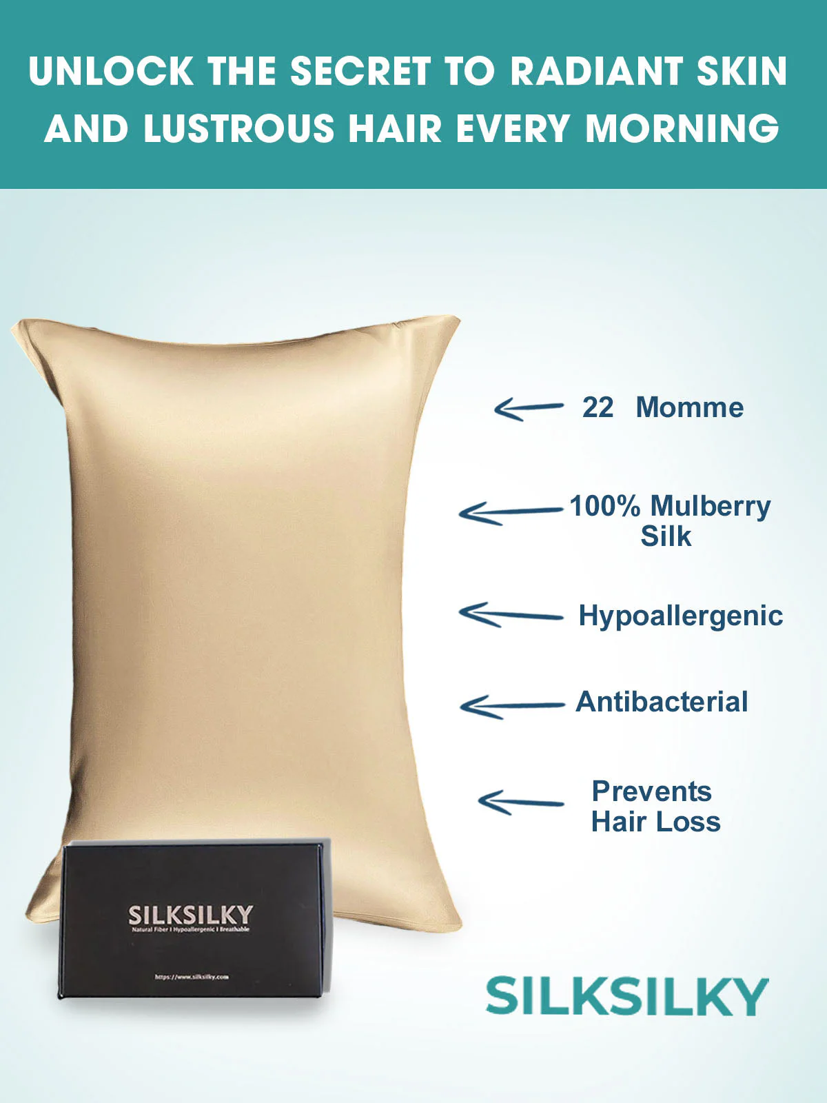 22Momme 100% Pure Silk Pillowcase - Envelope Closure - Image 48