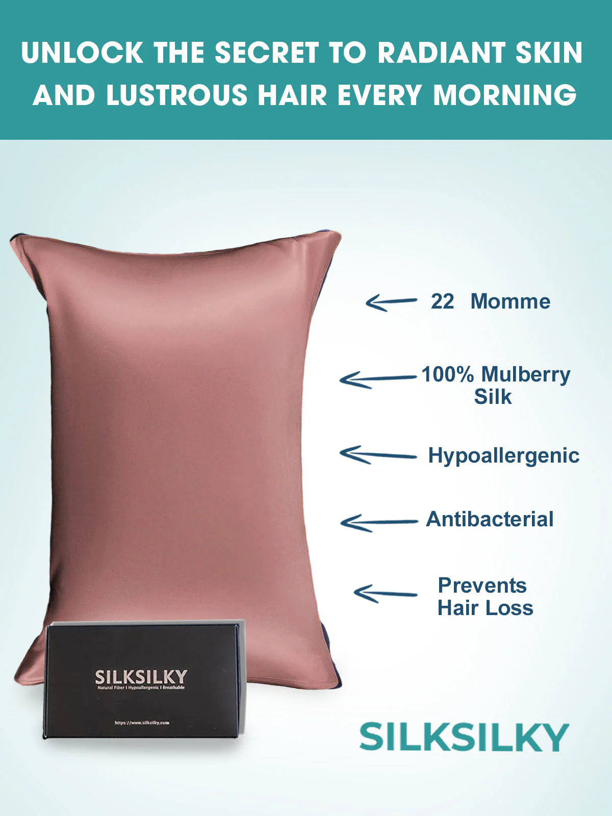 22Momme 100% Pure Silk Pillowcase - Envelope Closure - Image 64