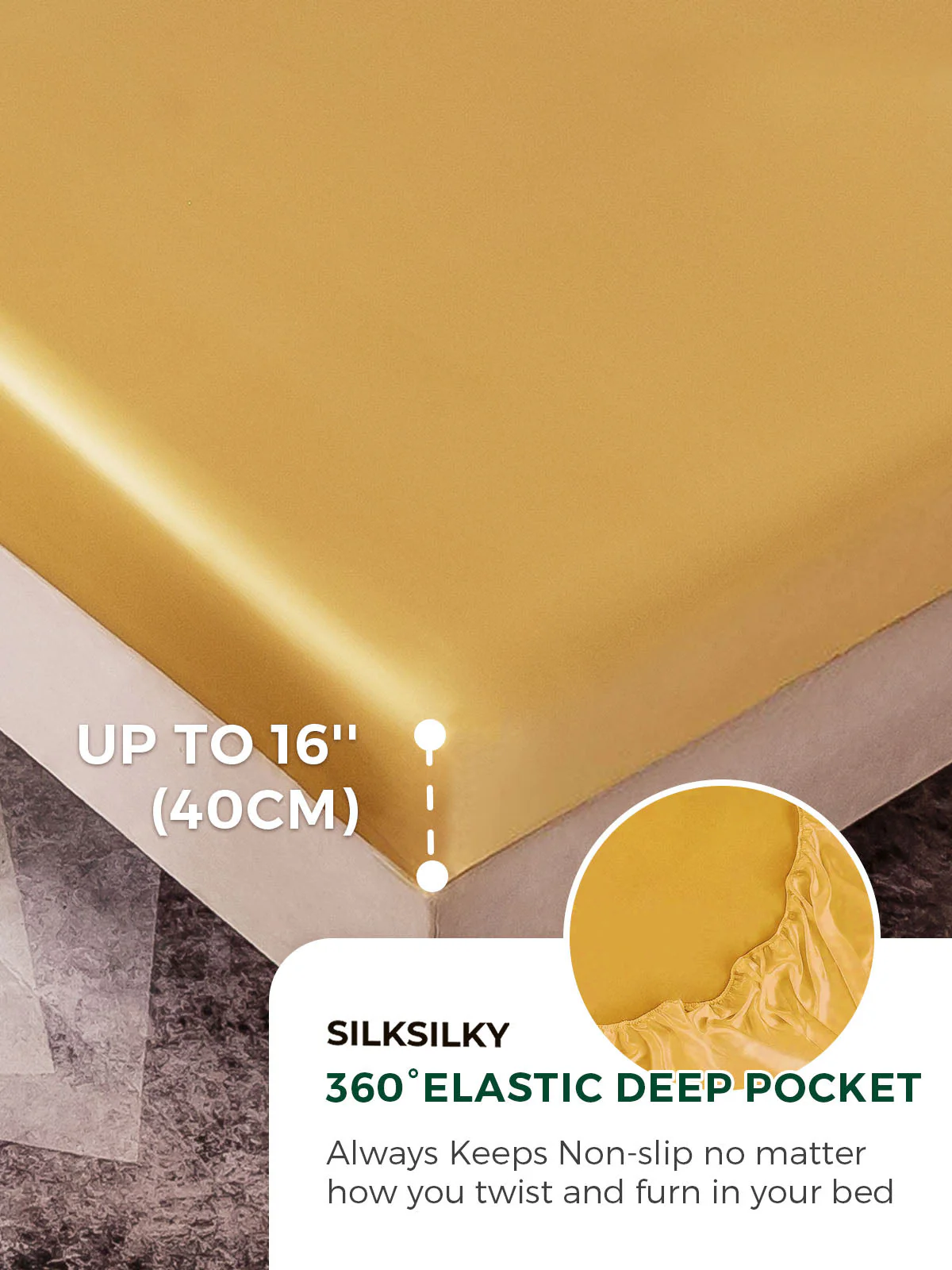 22Momme Silk 4Pcs Set Fitted&Flat Sheets+2x Pillowcases - Image 19