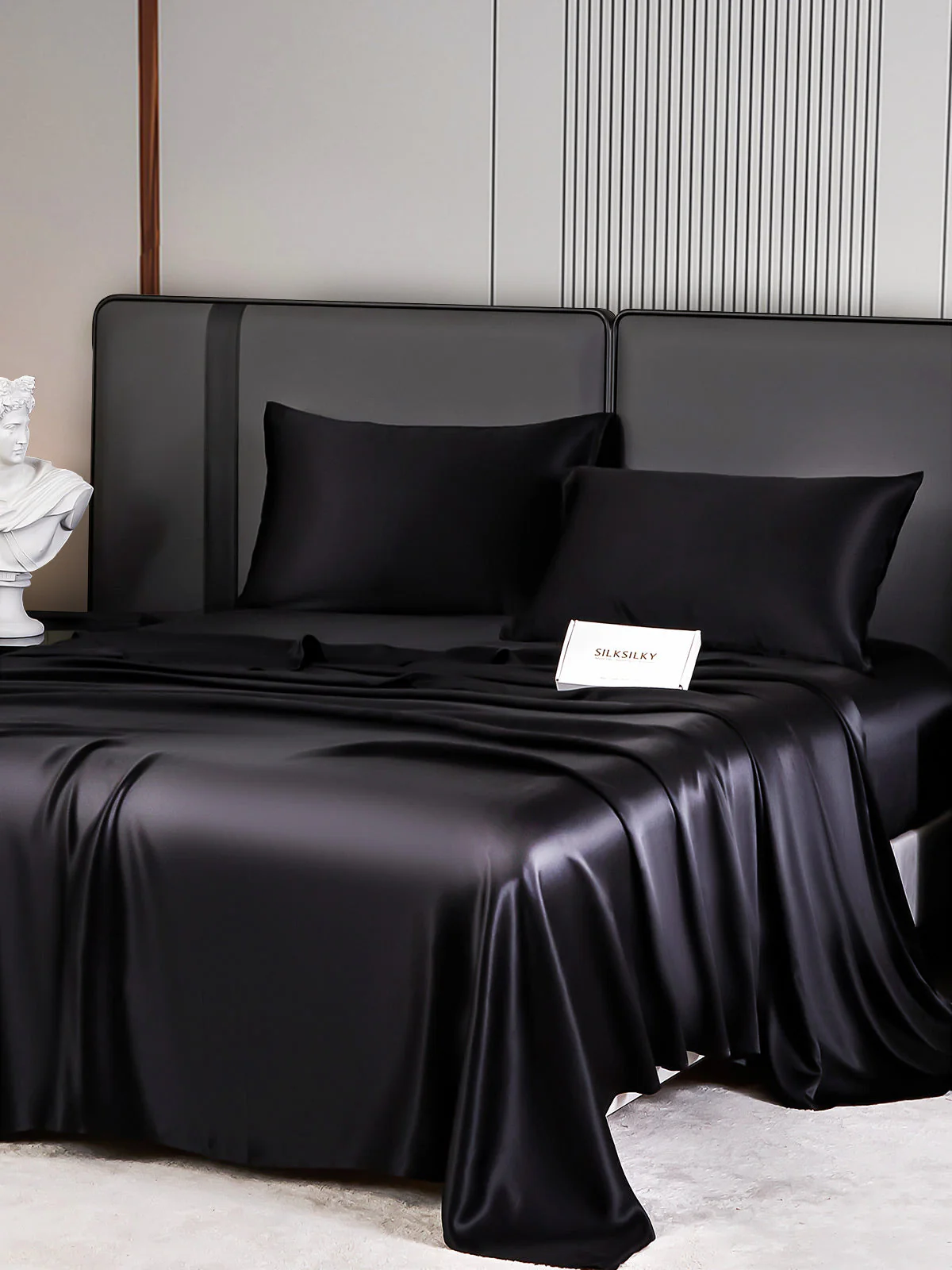 22Momme Silk 4Pcs Set Fitted&Flat Sheets+2x Pillowcases - Image 7
