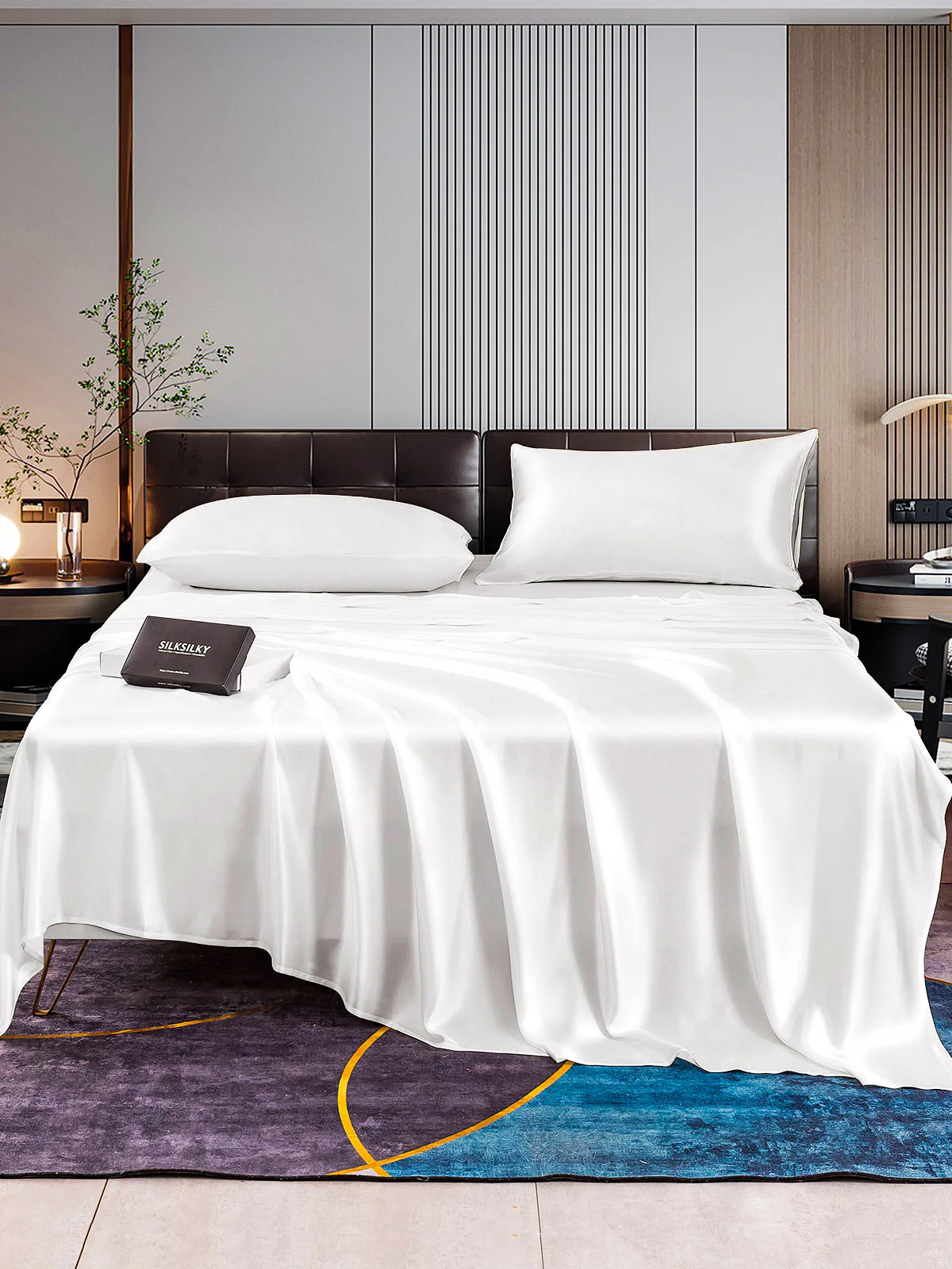 22Momme Silk 4Pcs Set Fitted&Flat Sheets+2x Pillowcases - Image 9