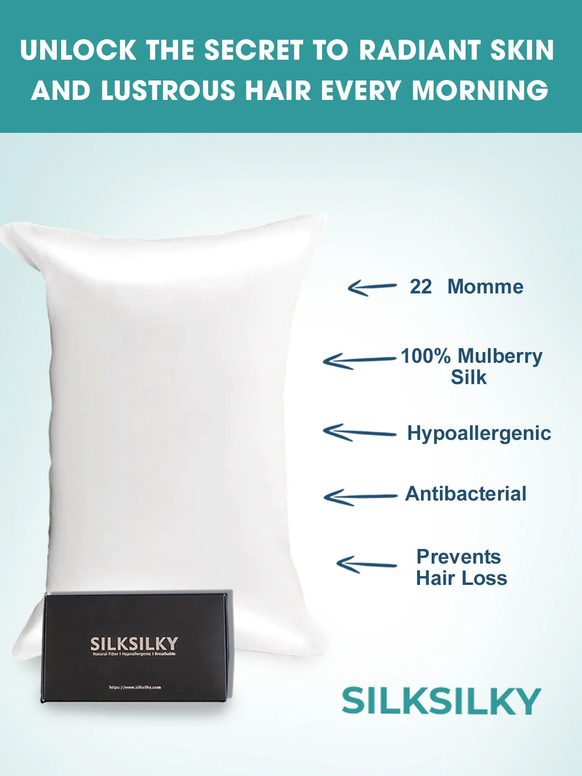 22Momme 100% Pure Silk Pillowcase - Hidden Zipper - Image 34