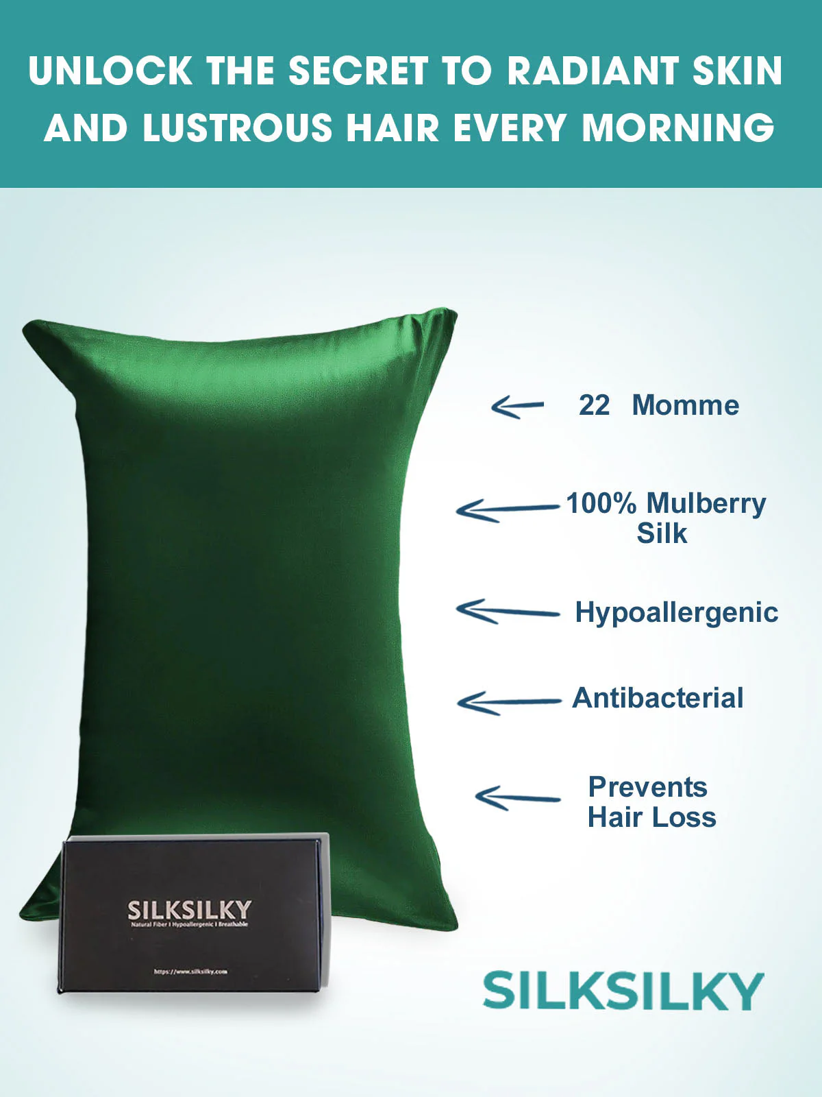 22Momme 100% Pure Silk Pillowcase - Hidden Zipper - Image 68
