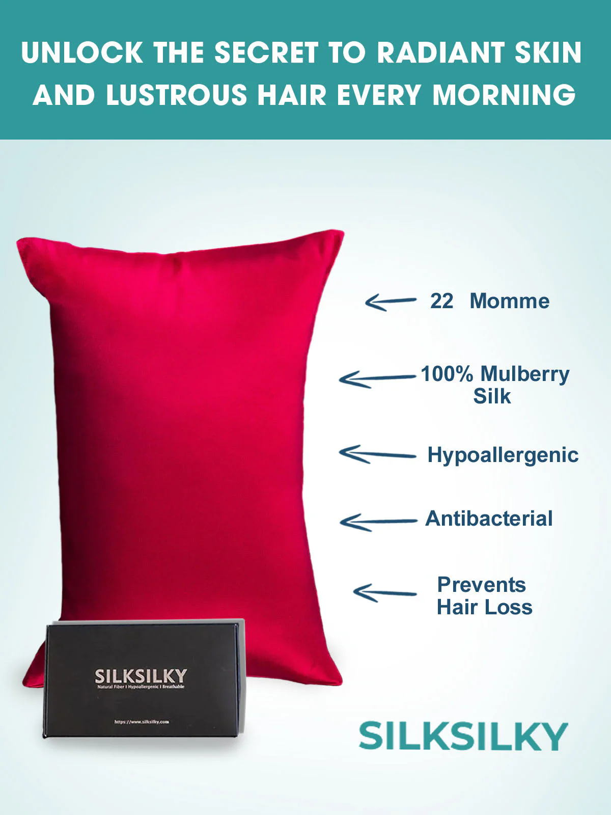22Momme 100% Pure Silk Pillowcase - Hidden Zipper - Image 80