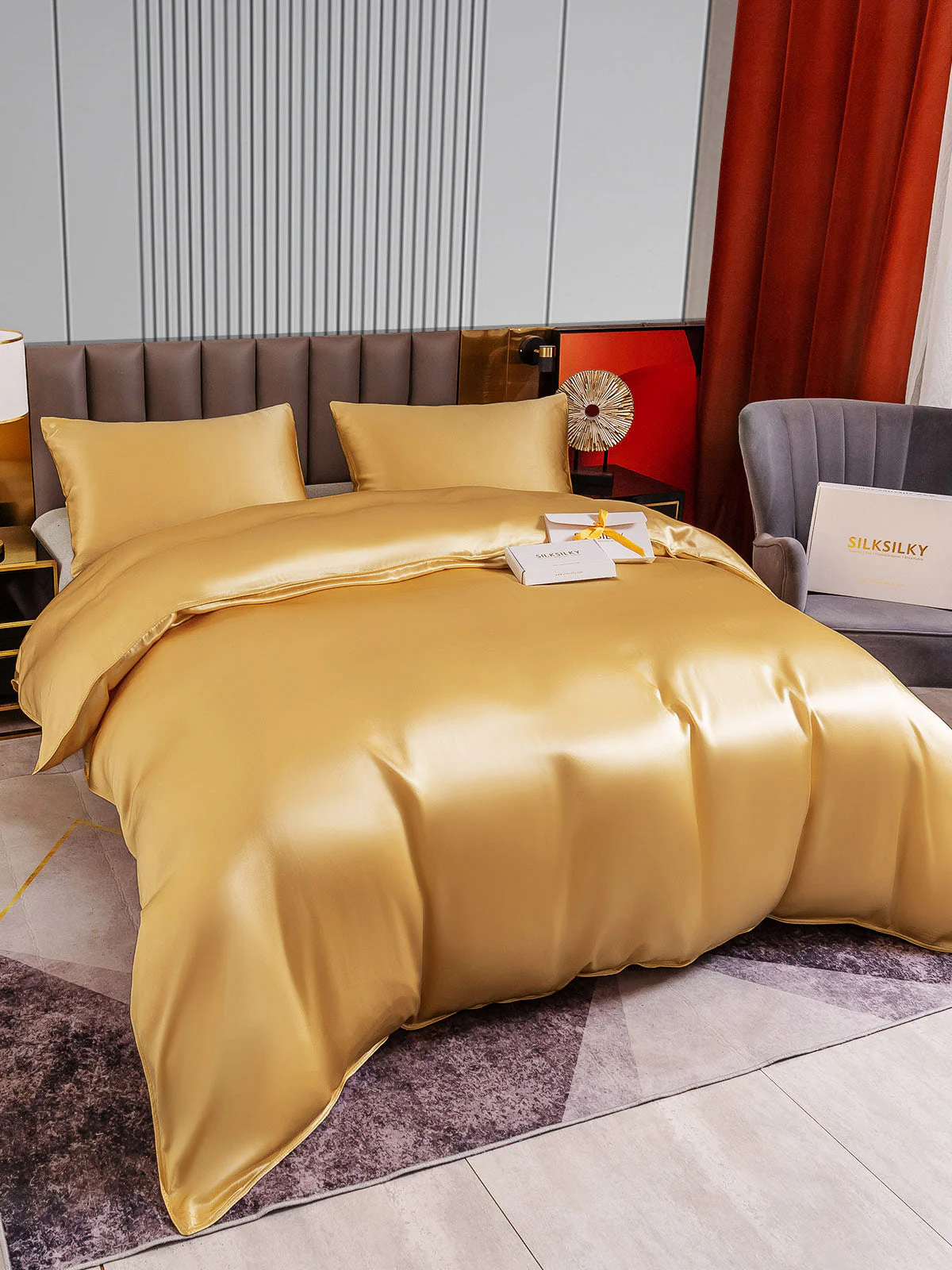 22Momme 3Pcs Silk Set Duvet Cover+2x Pillowcases - Image 18