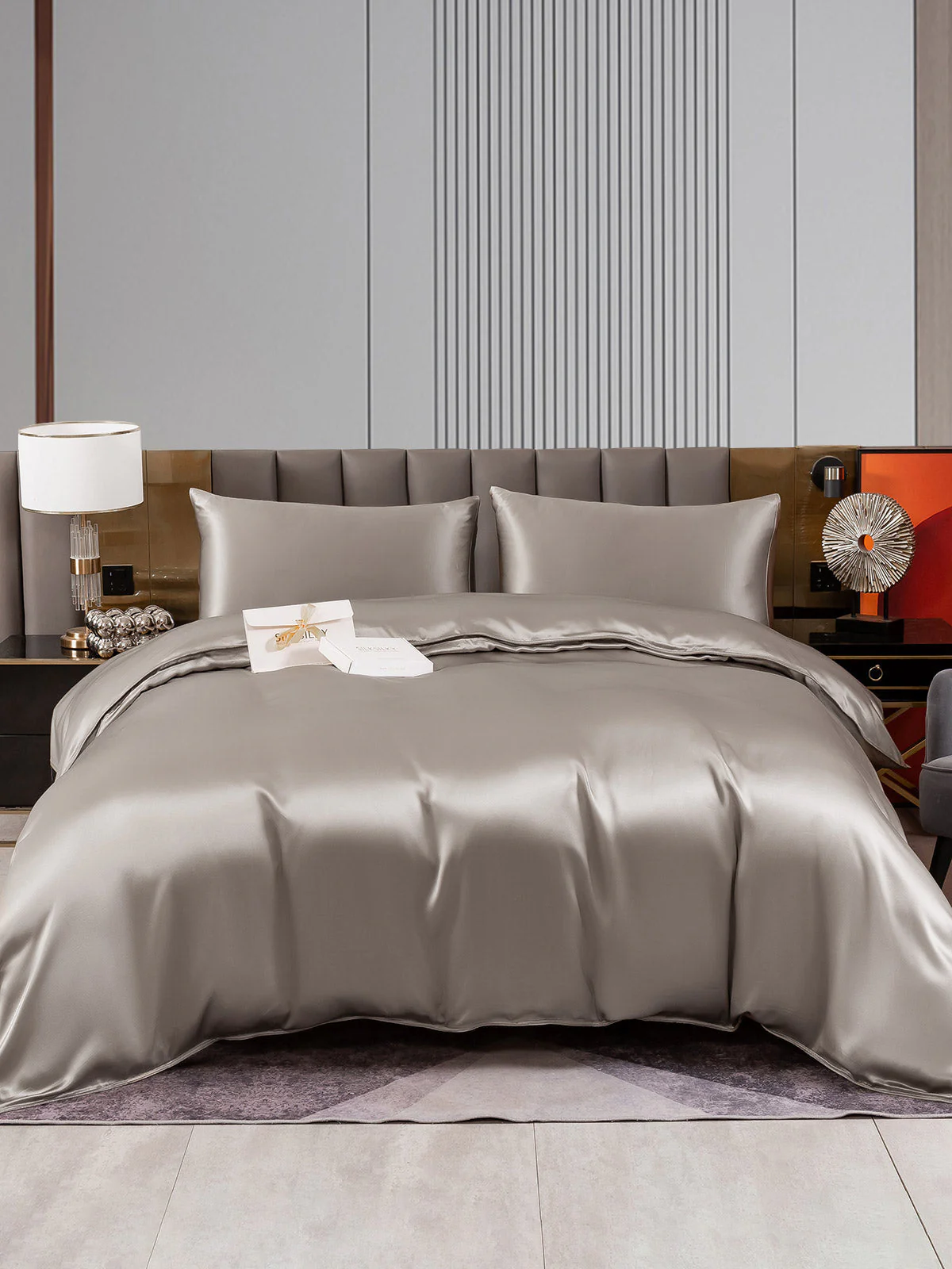 22Momme 3Pcs Silk Set Duvet Cover+2x Pillowcases - Image 21