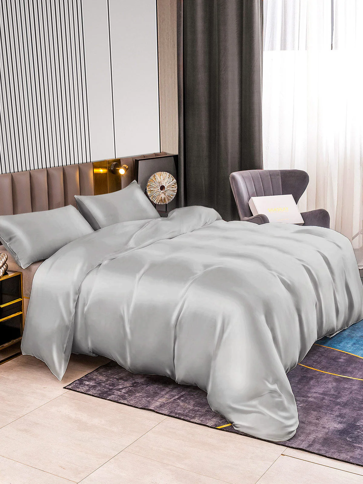 22Momme 3Pcs Silk Set Duvet Cover+2x Pillowcases - Image 31