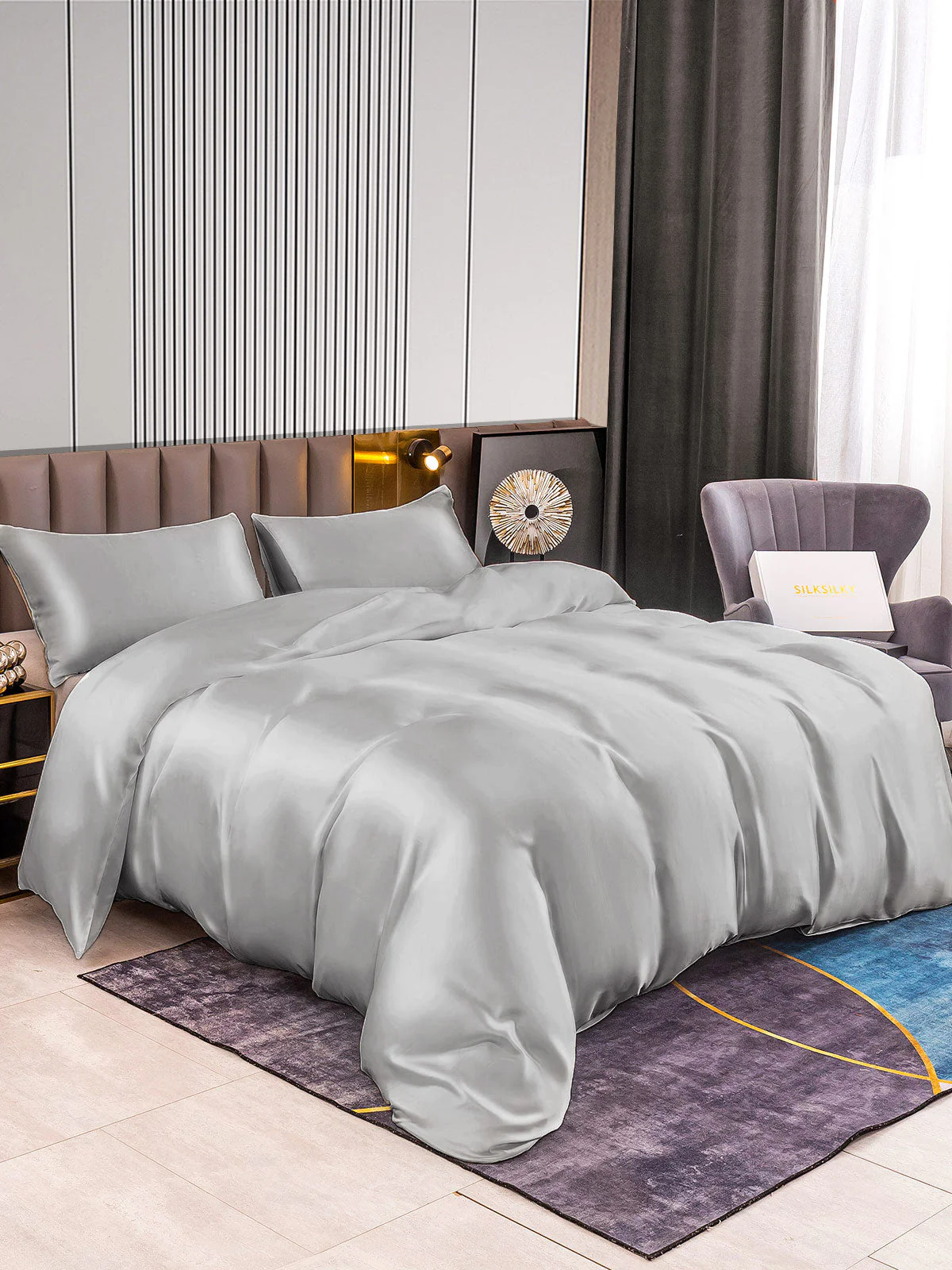 22Momme 3Pcs Silk Set Duvet Cover+2x Pillowcases - Image 32