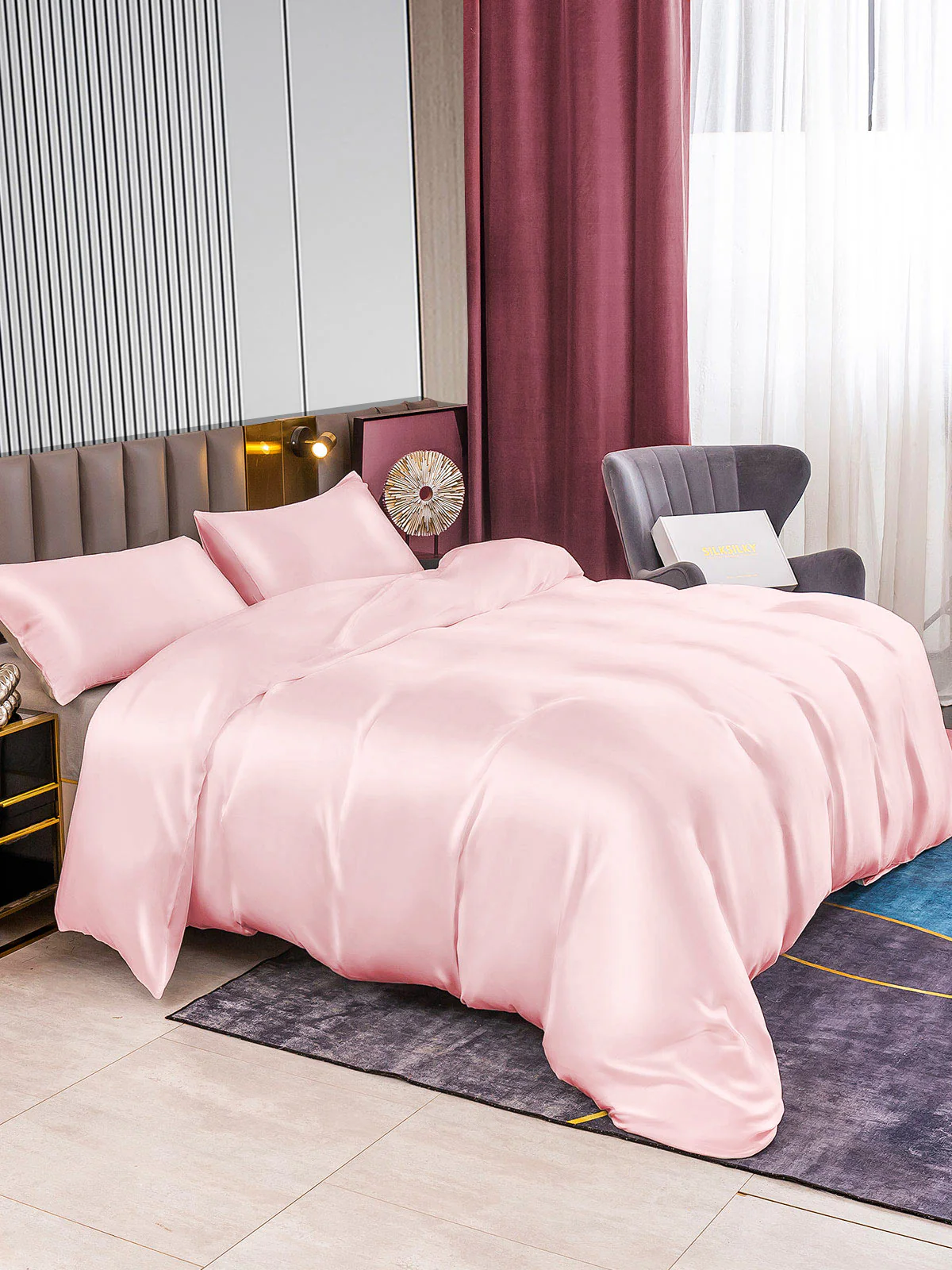 22Momme 3Pcs Silk Set Duvet Cover+2x Pillowcases - Image 35