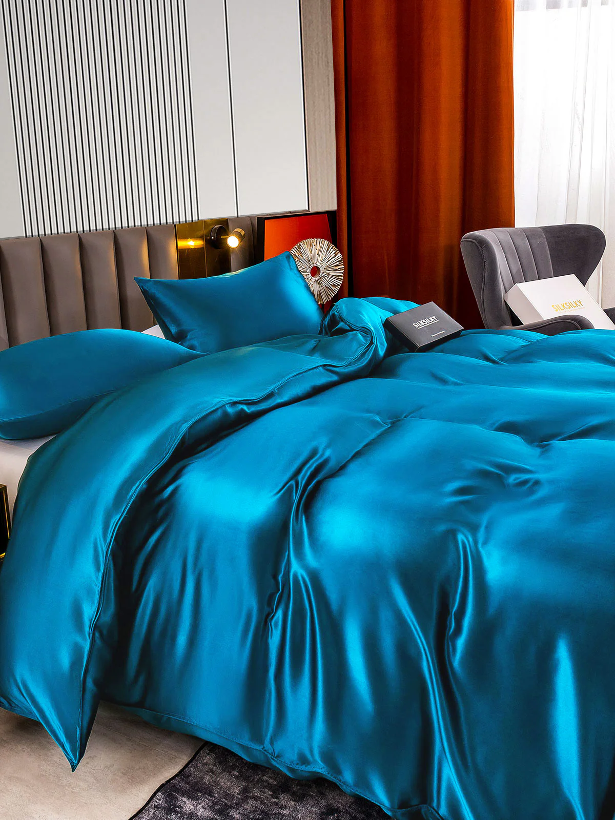 22Momme 3Pcs Silk Set Duvet Cover+2x Pillowcases - Image 42