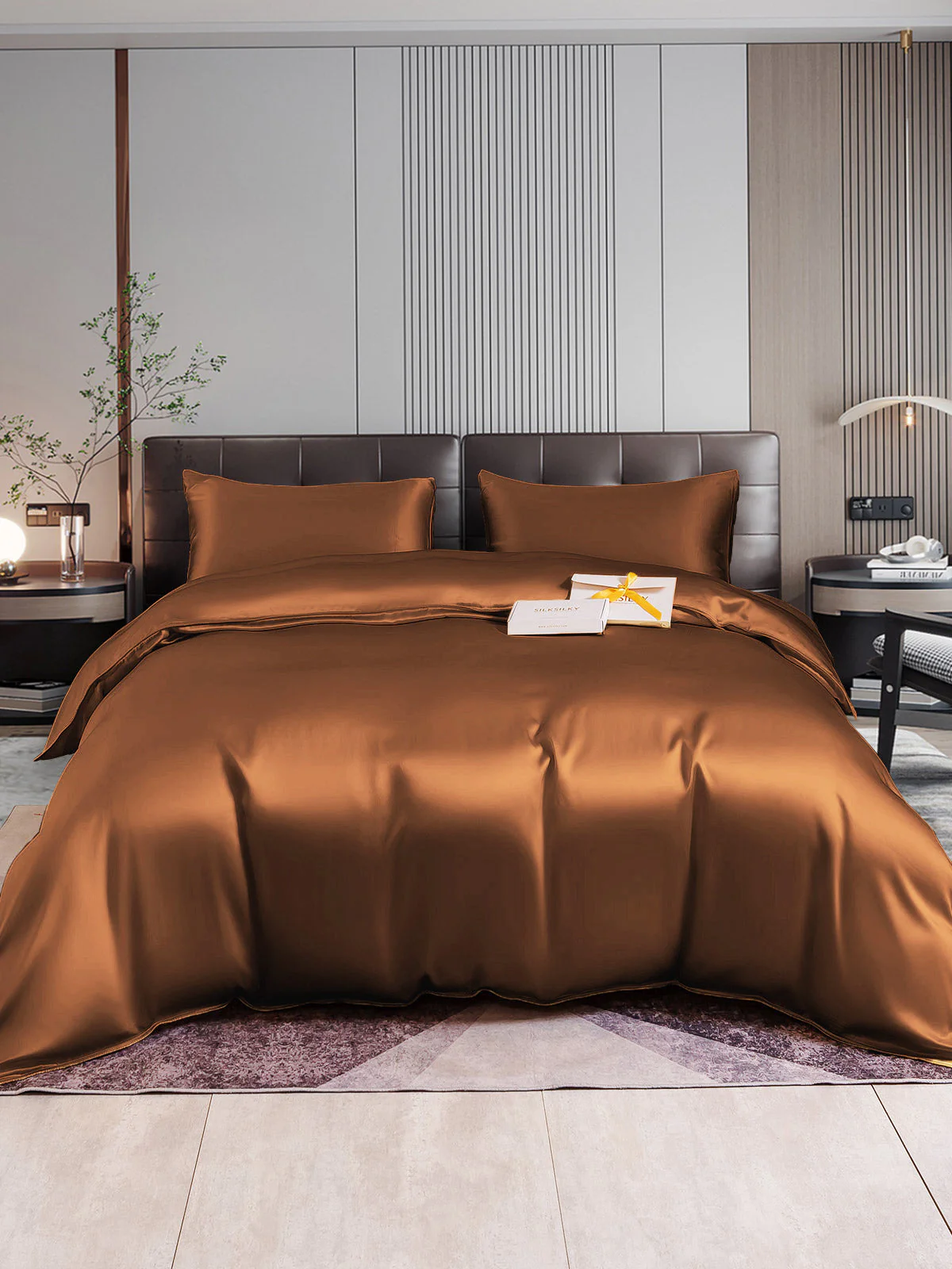 22Momme 3Pcs Silk Set Duvet Cover+2x Pillowcases - Image 43