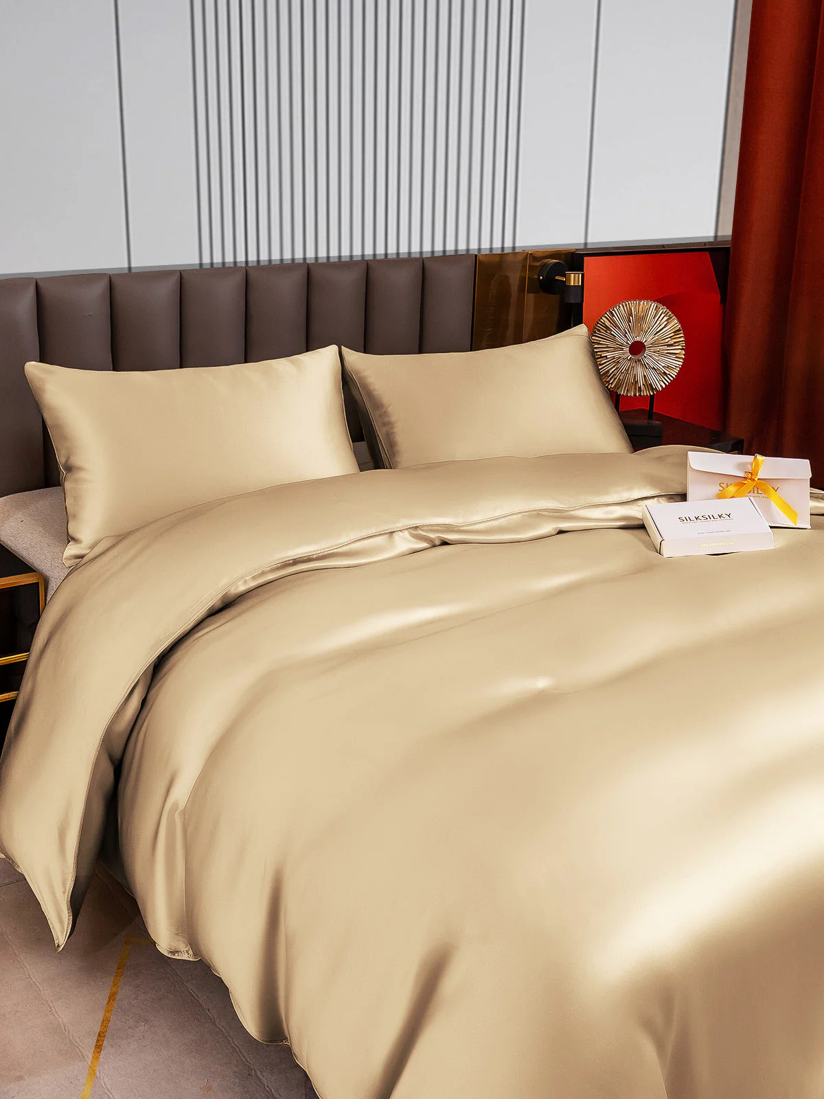 22Momme 3Pcs Silk Set Duvet Cover+2x Pillowcases - Image 49