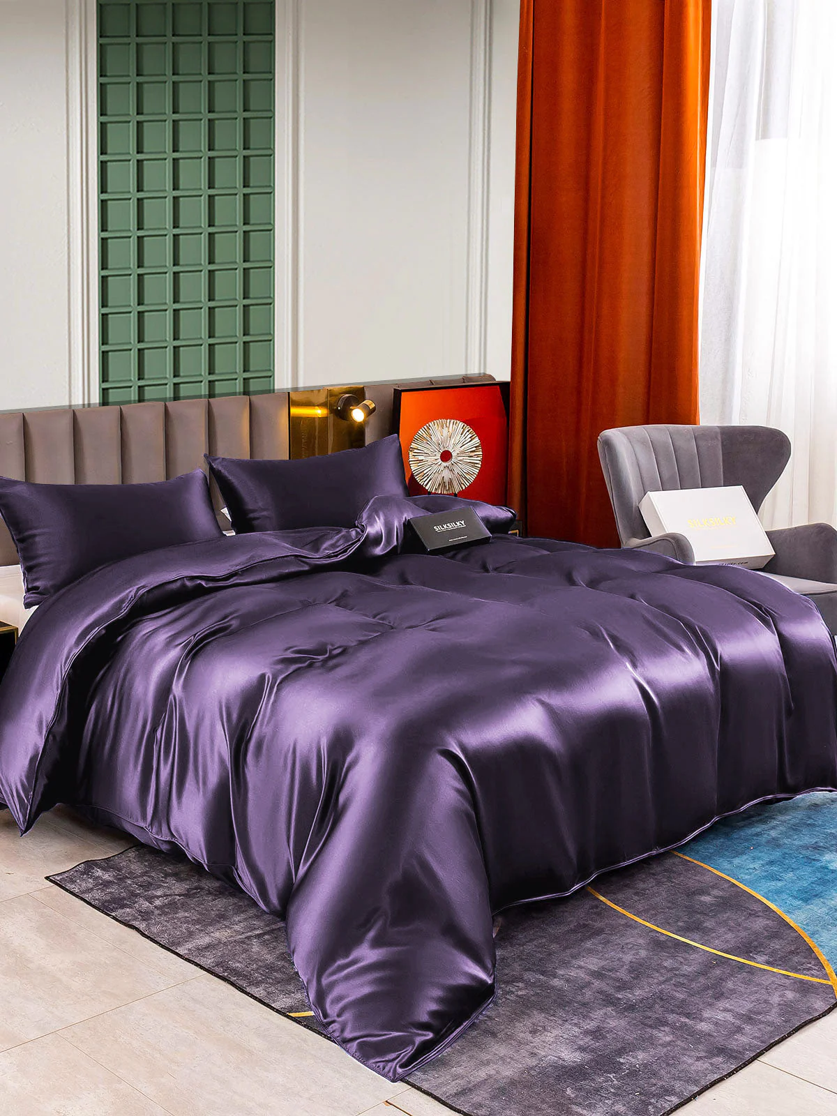 22Momme 3Pcs Silk Set Duvet Cover+2x Pillowcases - Image 58