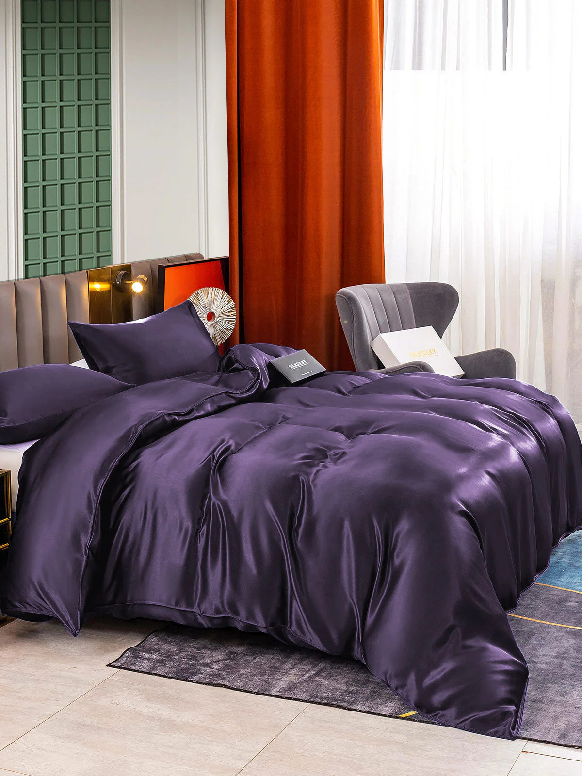 22Momme 3Pcs Silk Set Duvet Cover+2x Pillowcases - Image 59