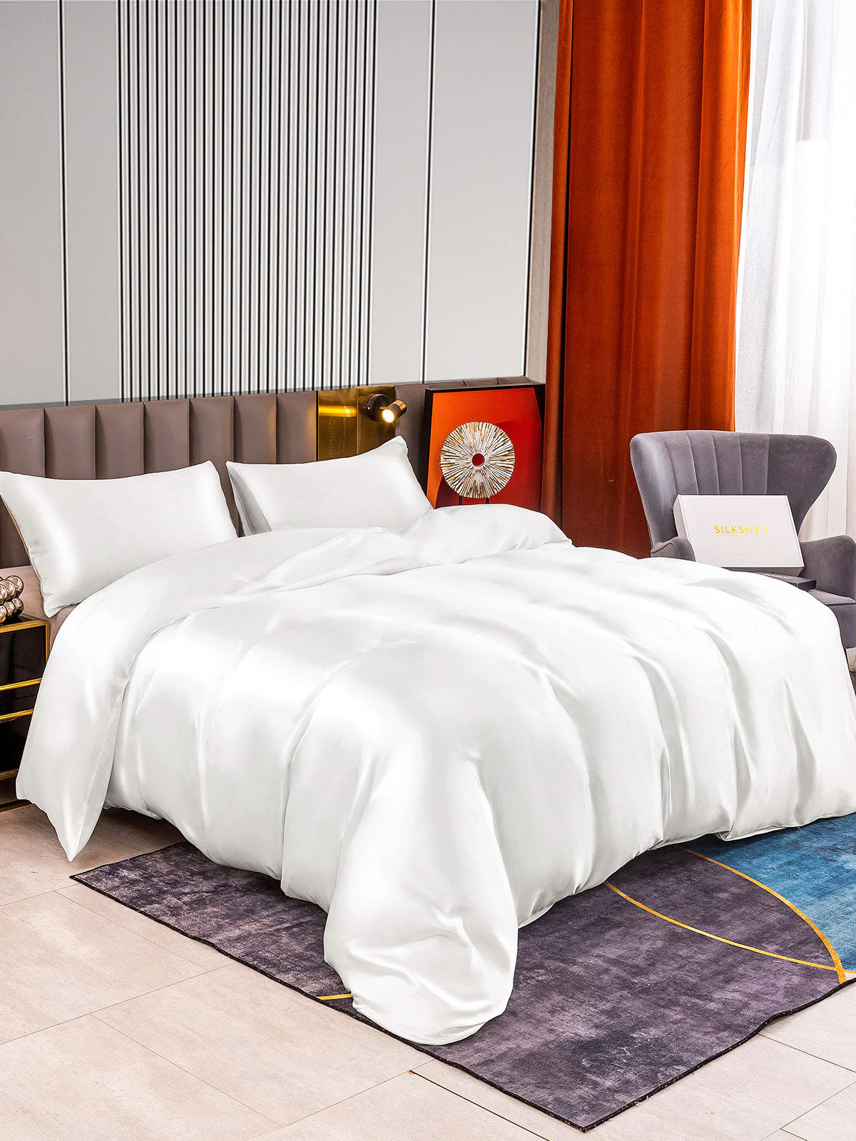 22Momme 3Pcs Silk Set Duvet Cover+2x Pillowcases - Image 7