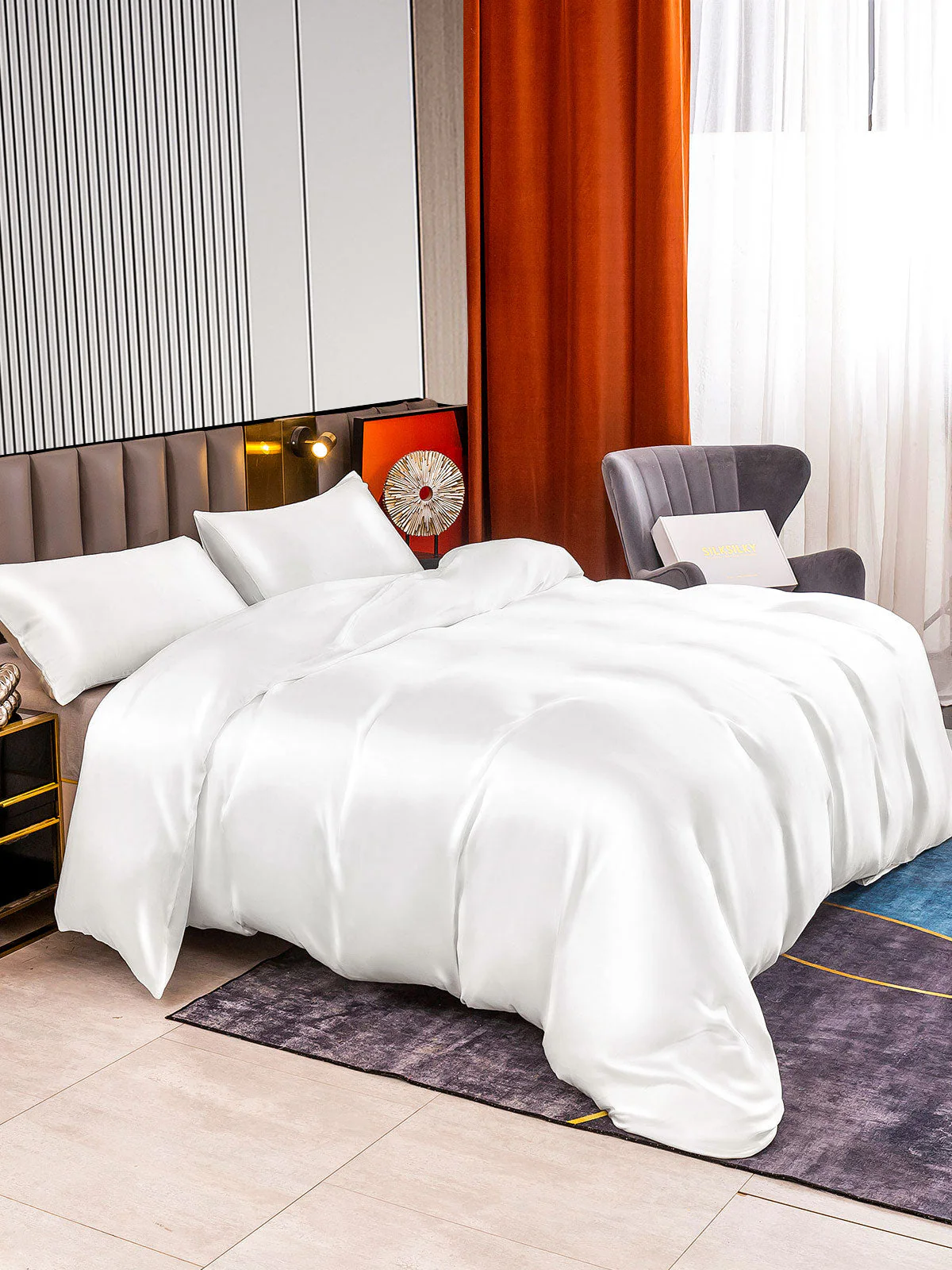 22Momme 3Pcs Silk Set Duvet Cover+2x Pillowcases - Image 9