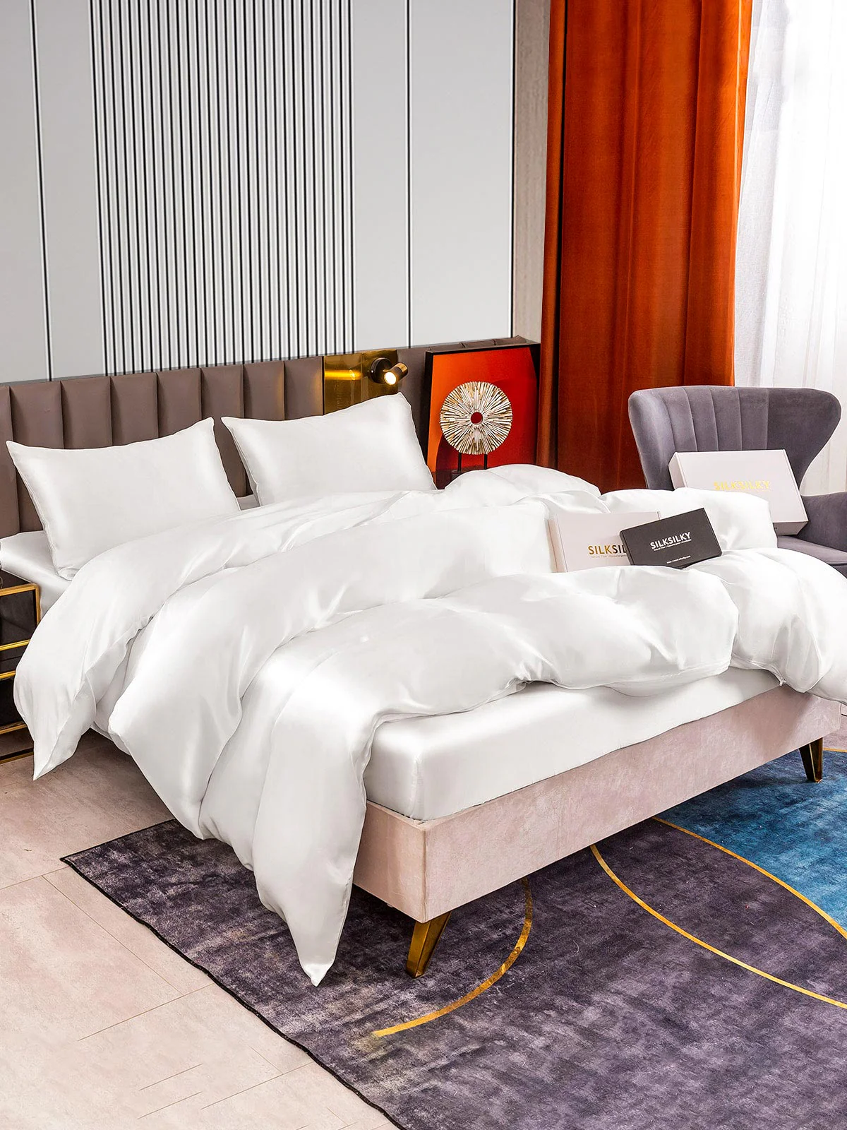 22Momme 4Pcs Silk Set Duvet Cover+Fitted Sheet+2x Pillowcases - Image 10