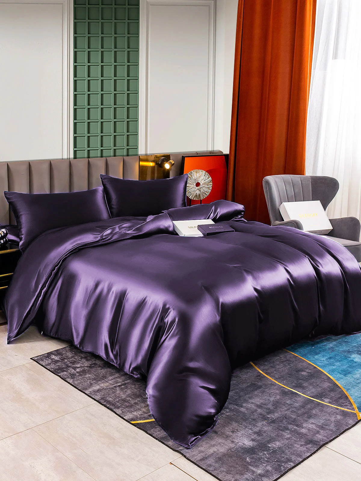 22Momme 4Pcs Silk Set Duvet Cover+Fitted Sheet+2x Pillowcases - Image 101